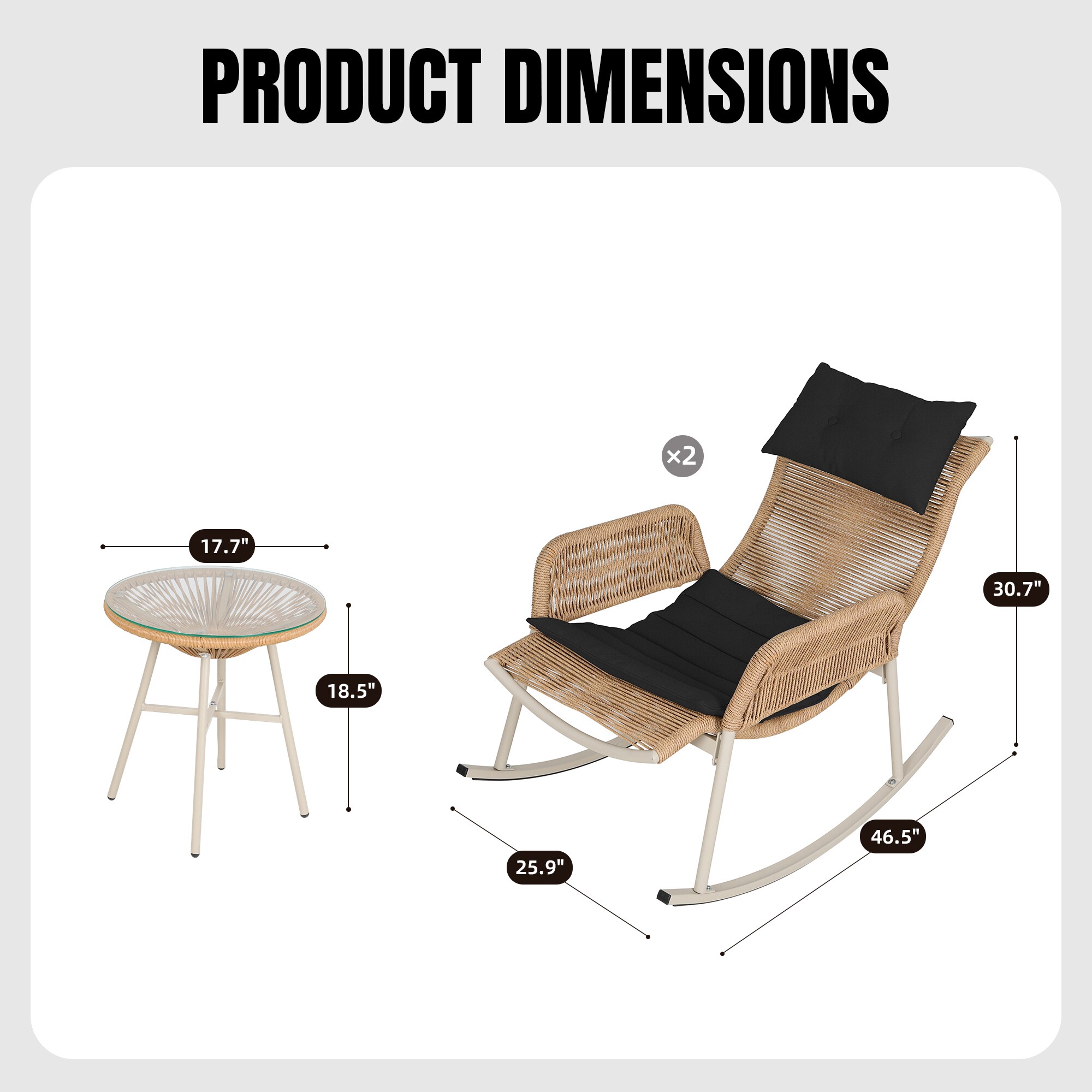UPHA Y4BE-2AC-DGRAY Patio-Chairs - View #2