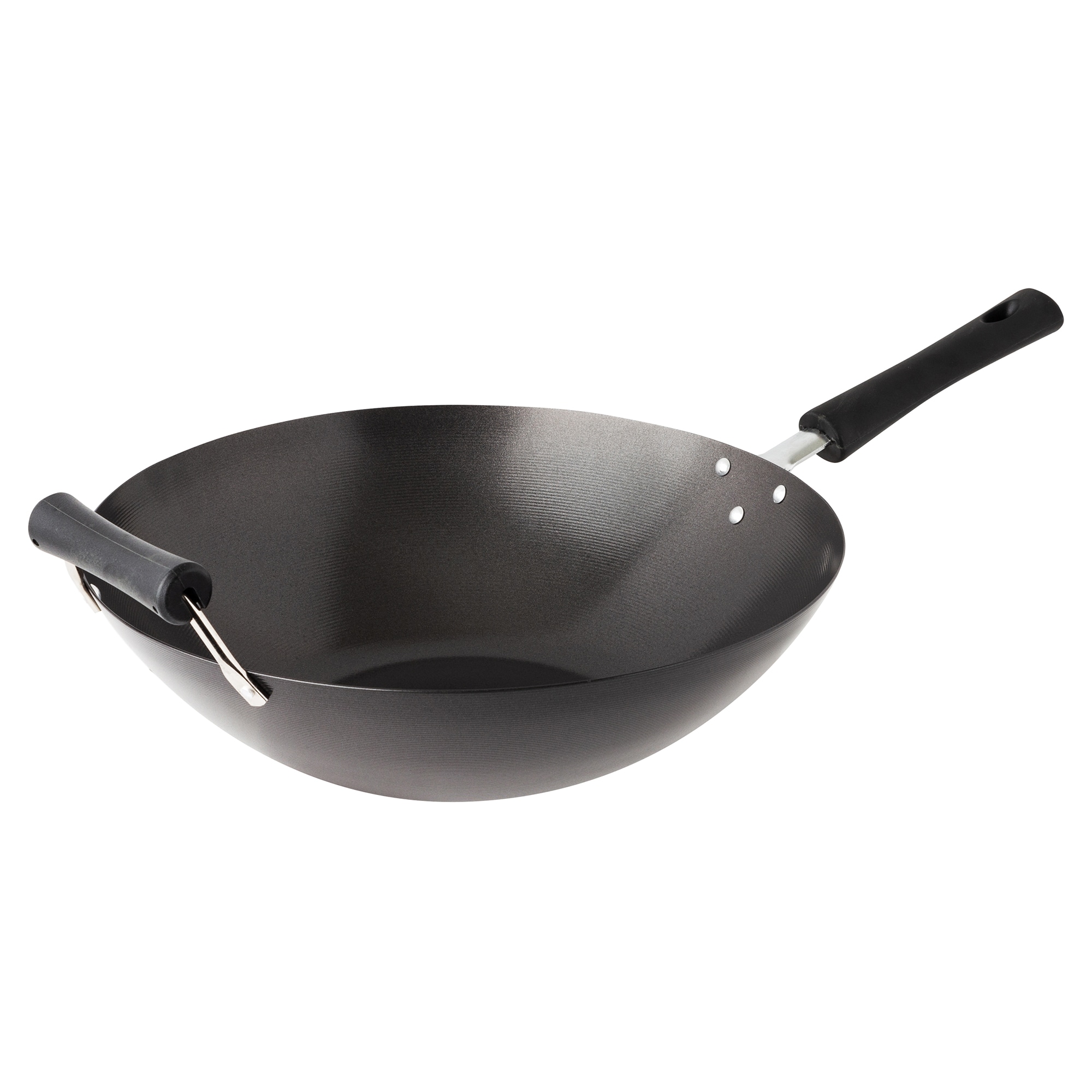 Potted Pans Cast Iron Wok with Handle - Pre-Seasoned 14 inch Wok for Cooking