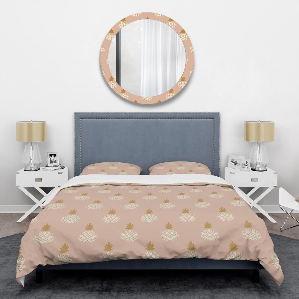 Designart BED24439-Q 3 -Piece Pink Queen Duvet cover Set