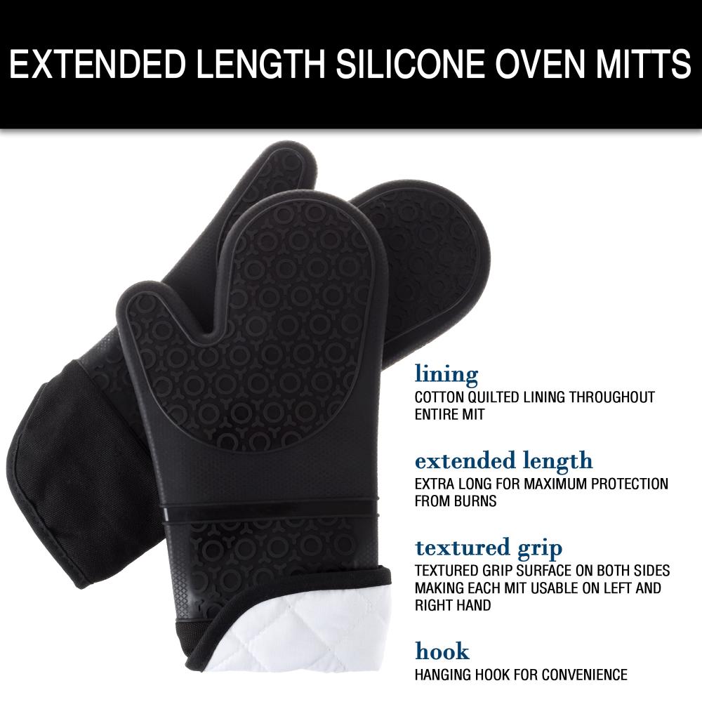 EFAGL Extra Long Professional Silicone Oven Mitts with Quilted