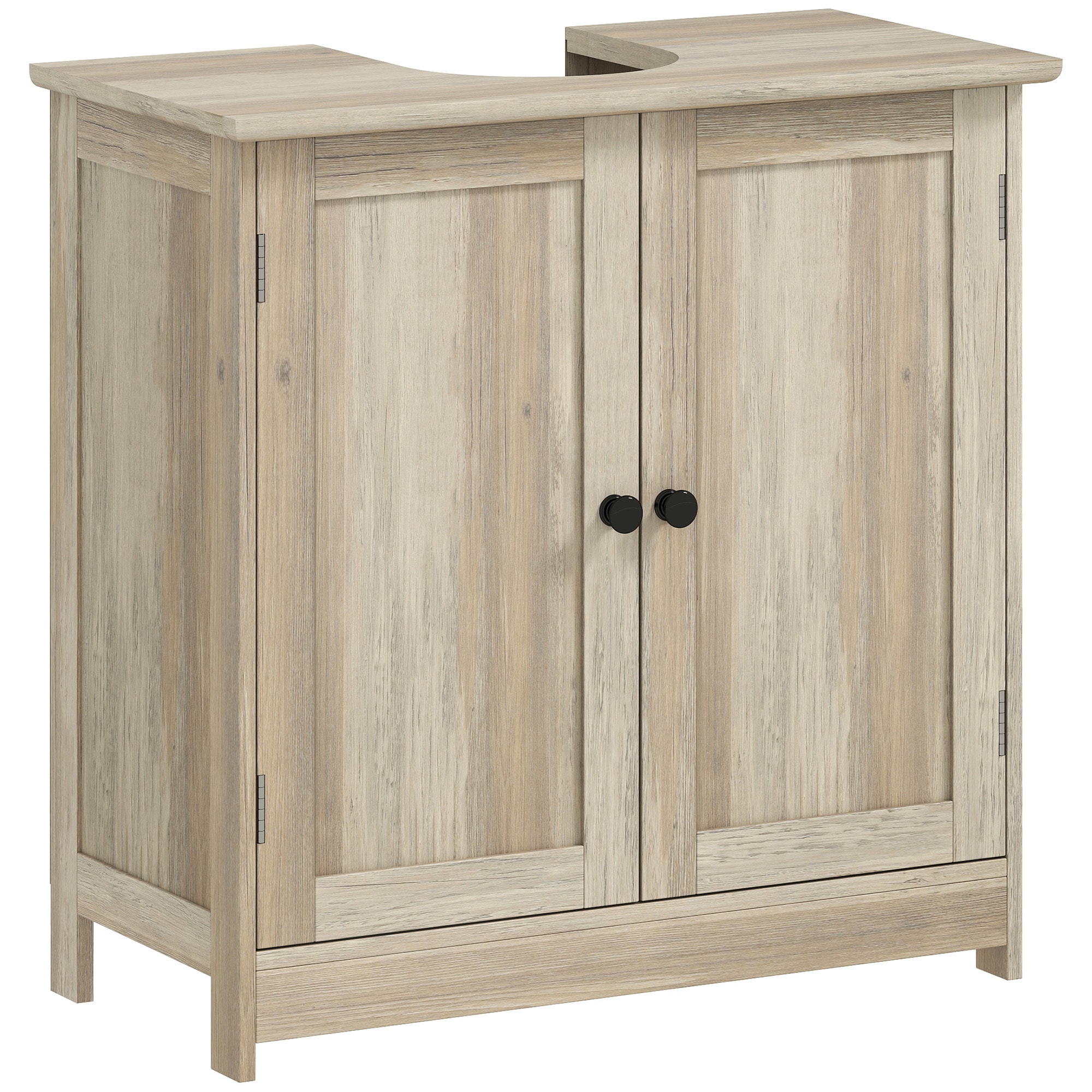 Tinyhomie Bathroom Vanity Cabinet Under Sink Bathroom Cabinet with 2 Doors and Adjustable Shelf Weathered Gray Oak
