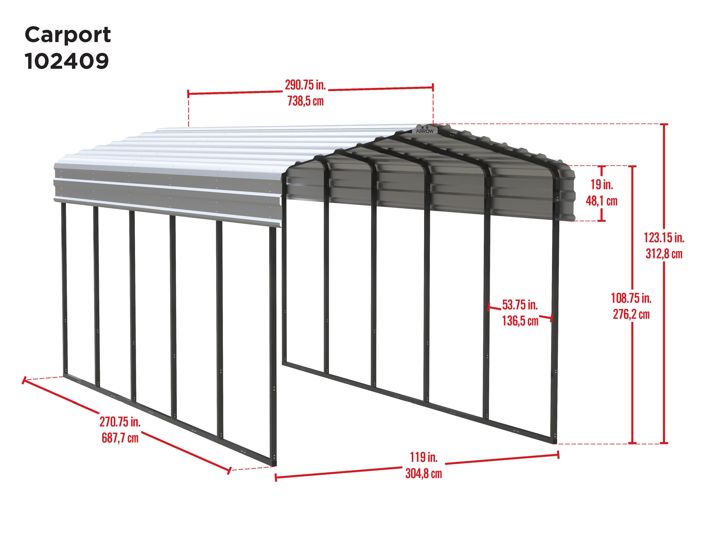 Arrow CPHC102409 Carport-Covers - View #3
