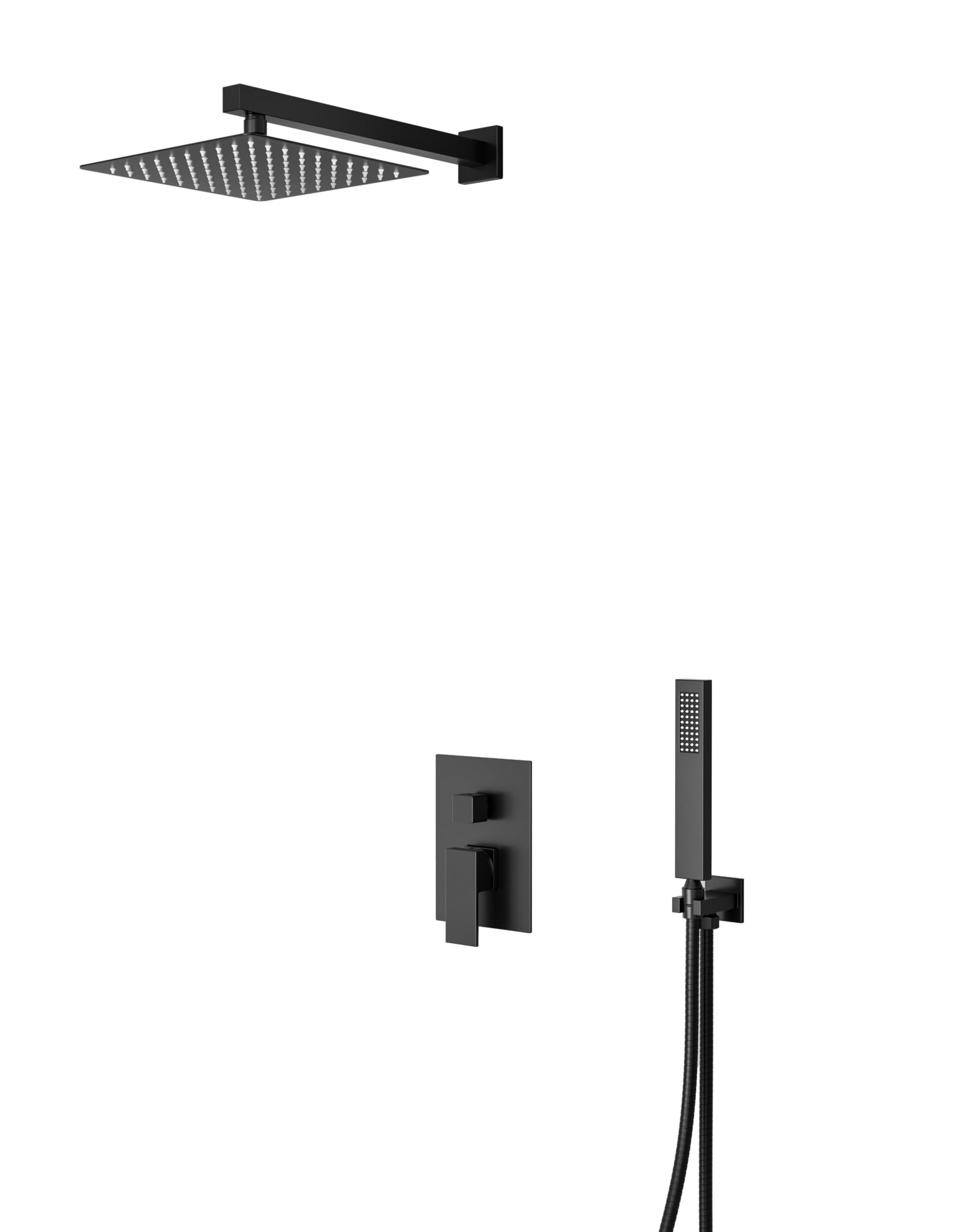 CRANACH C04.CR02.MB CROZET Pressure Balance Two-Function Shower System with 10-inch Rain Shower Head and Hand Shower (Valve Included)