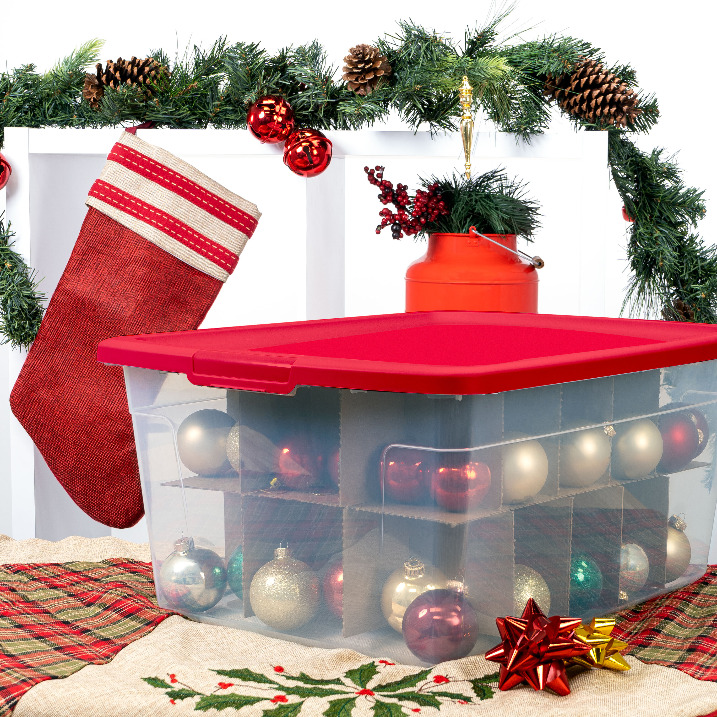 Abbylike 37 Quarts Christmas Storage Bin Holiday Seasonal Storage Totes  with Lids Red Green Christmas Ornament Storage Containers for Christmas  Home