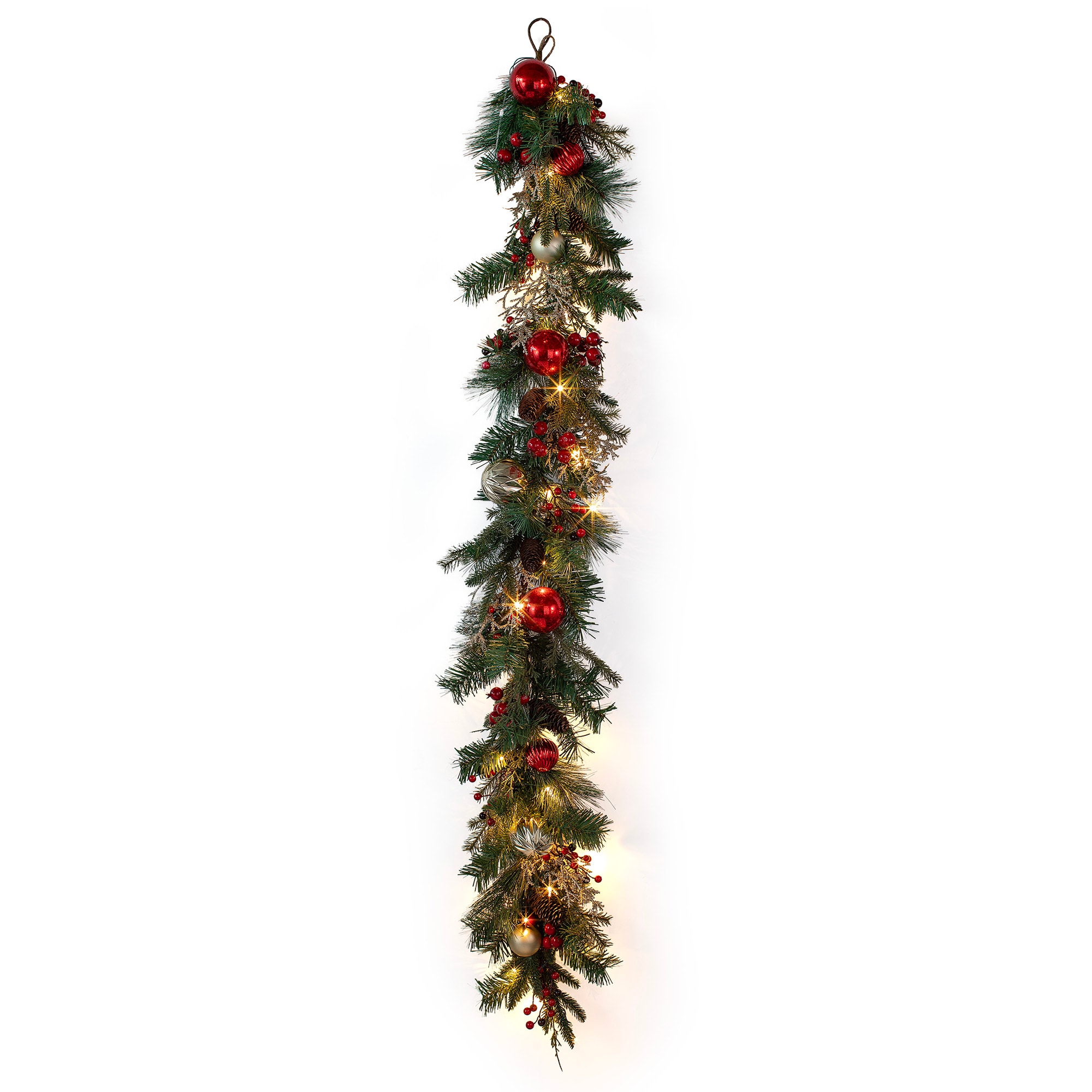 Holiday Living - 6-ft Pre-lit Red/Gold Ornament Christmas Garland