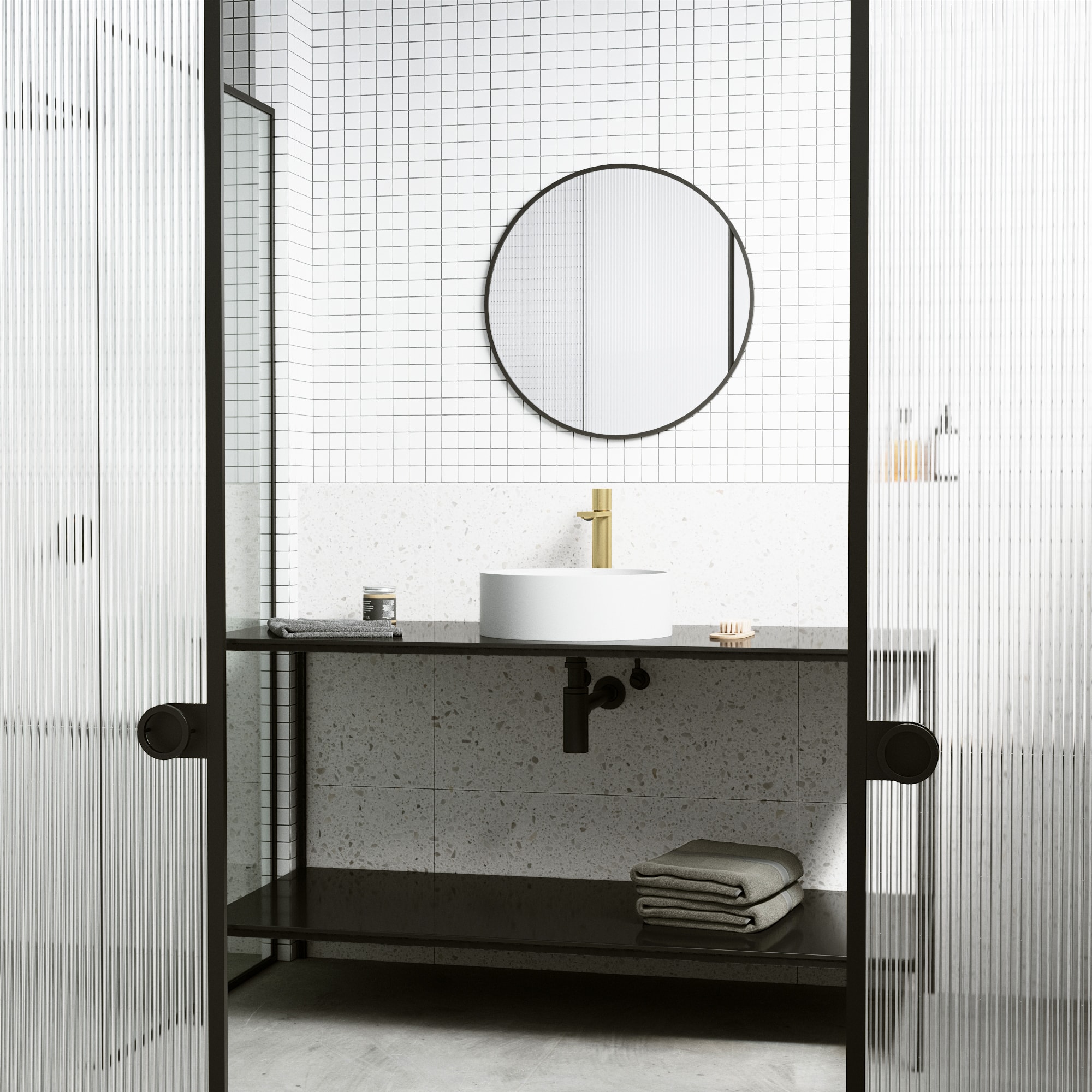 Bryant Modern Matte 15" White Stone Round Vessel Bathroom Sink