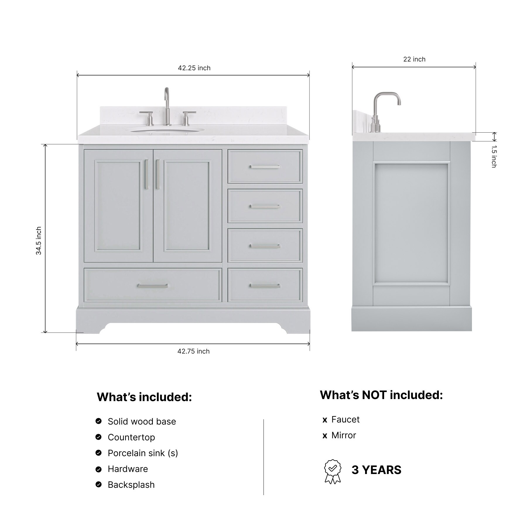 ARIEL M042SRCQOVOGRY Bath-Vanity-Combo - View #4