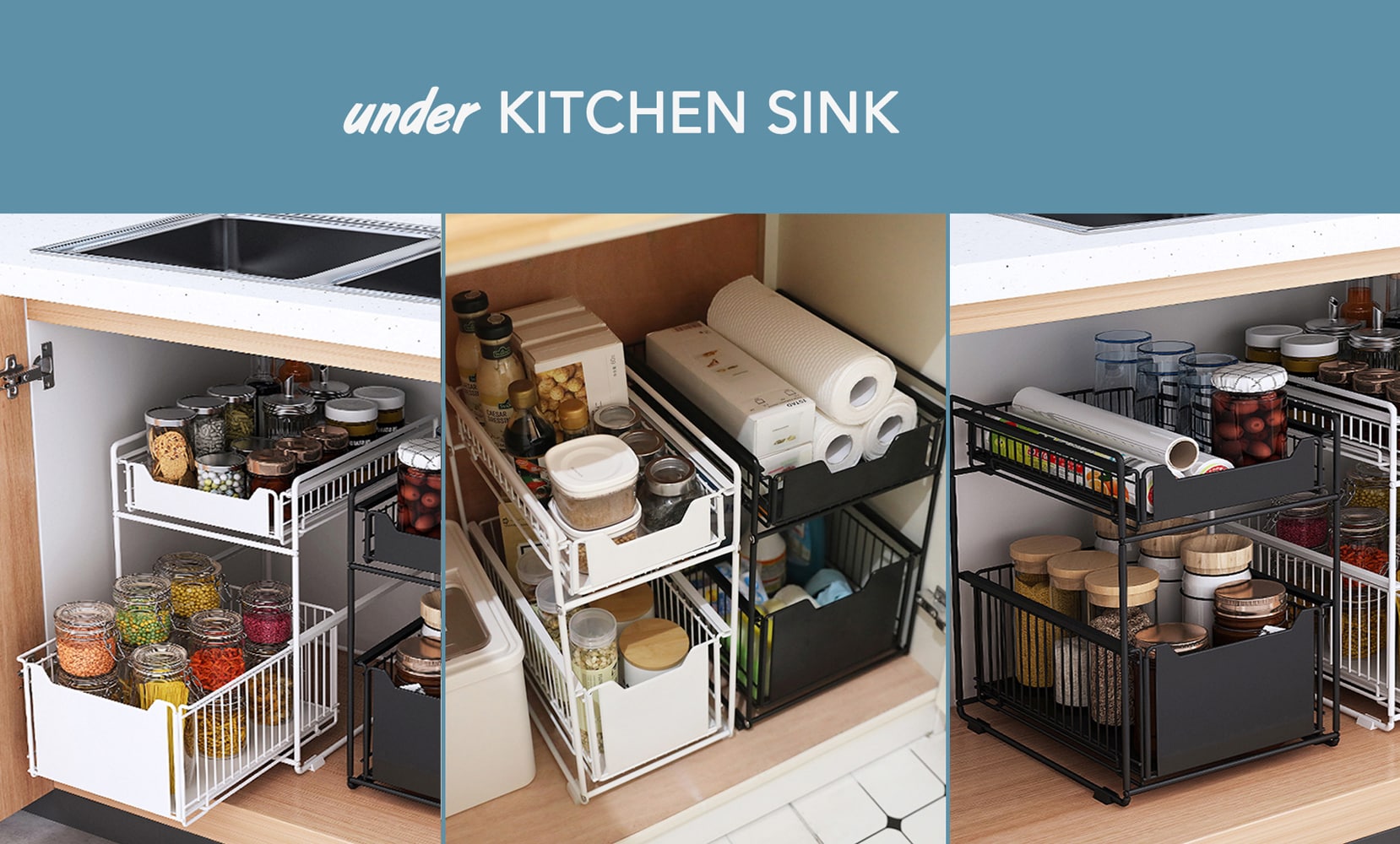 TRINITY 11.4-in W x 15.8-in H 2-Tier Cabinet-mount Metal Under-sink  Organizer