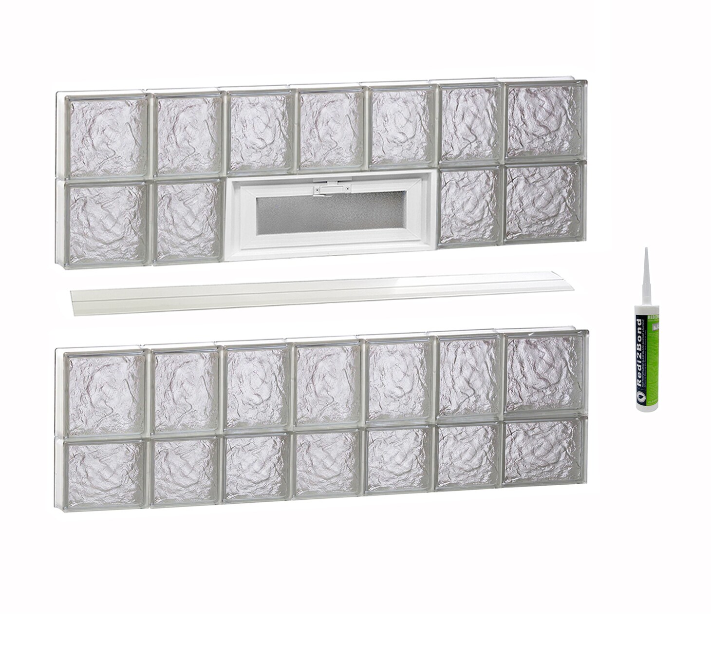 REDI2SET V4630IS Ice Glass 44-1/4-in x 29-in Frameless Replacement Vented Glass Block Window