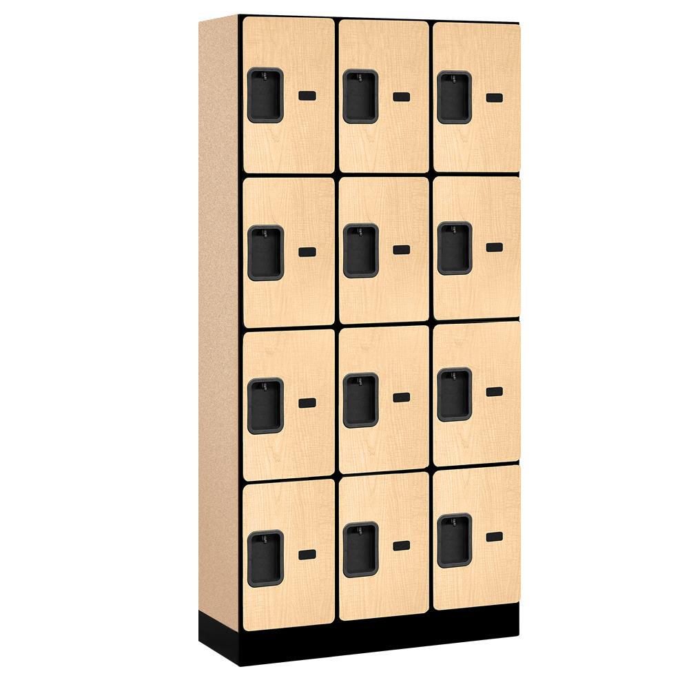 SALSBURY INDUSTRIES 34365MAP 34000 12" wide four tier designer wood locker 36-Inches W x 76-Inches H x 15-Inches D Wood Full Storage Lockers