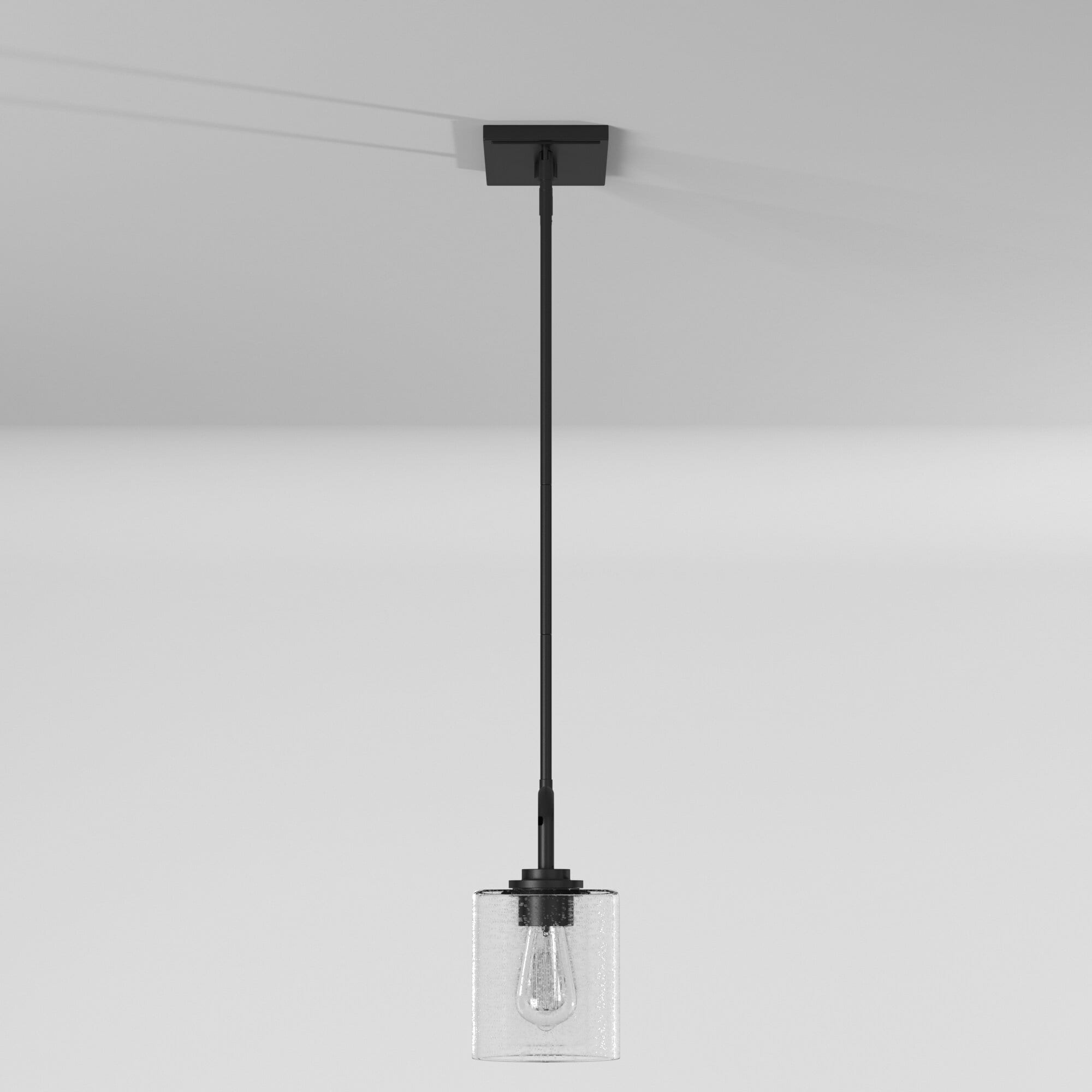 Logan Matte Black 3-Light Island Pendant with Clear Seedy Glass