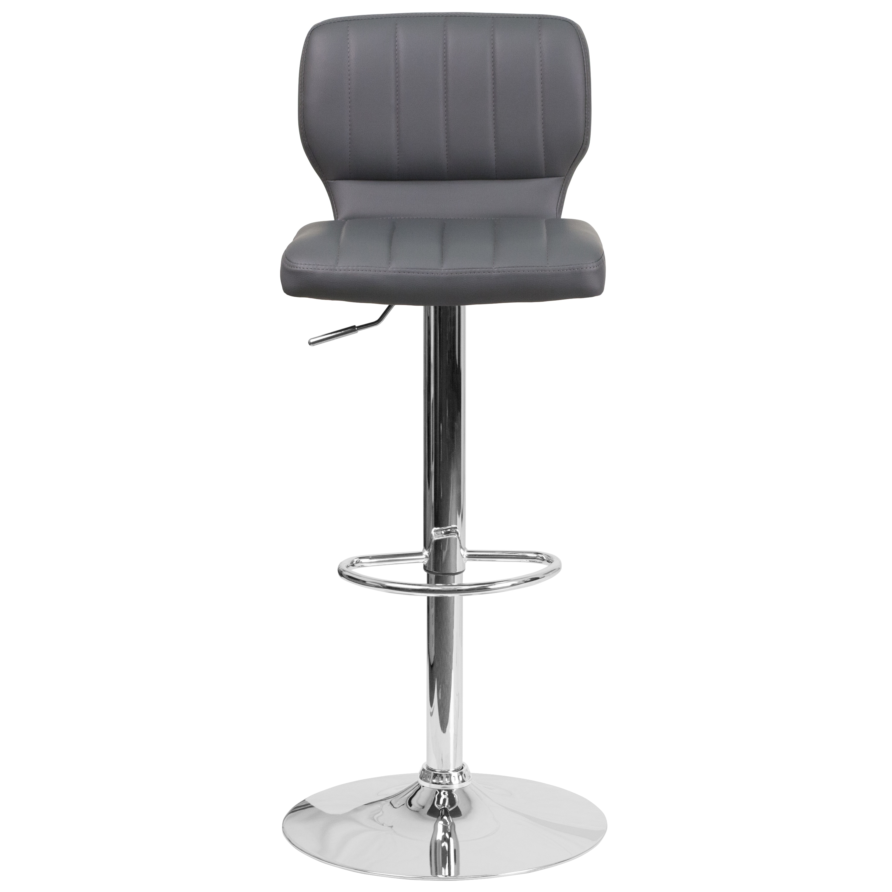 Elevate Gray Vinyl and Chrome Adjustable Swivel Barstool