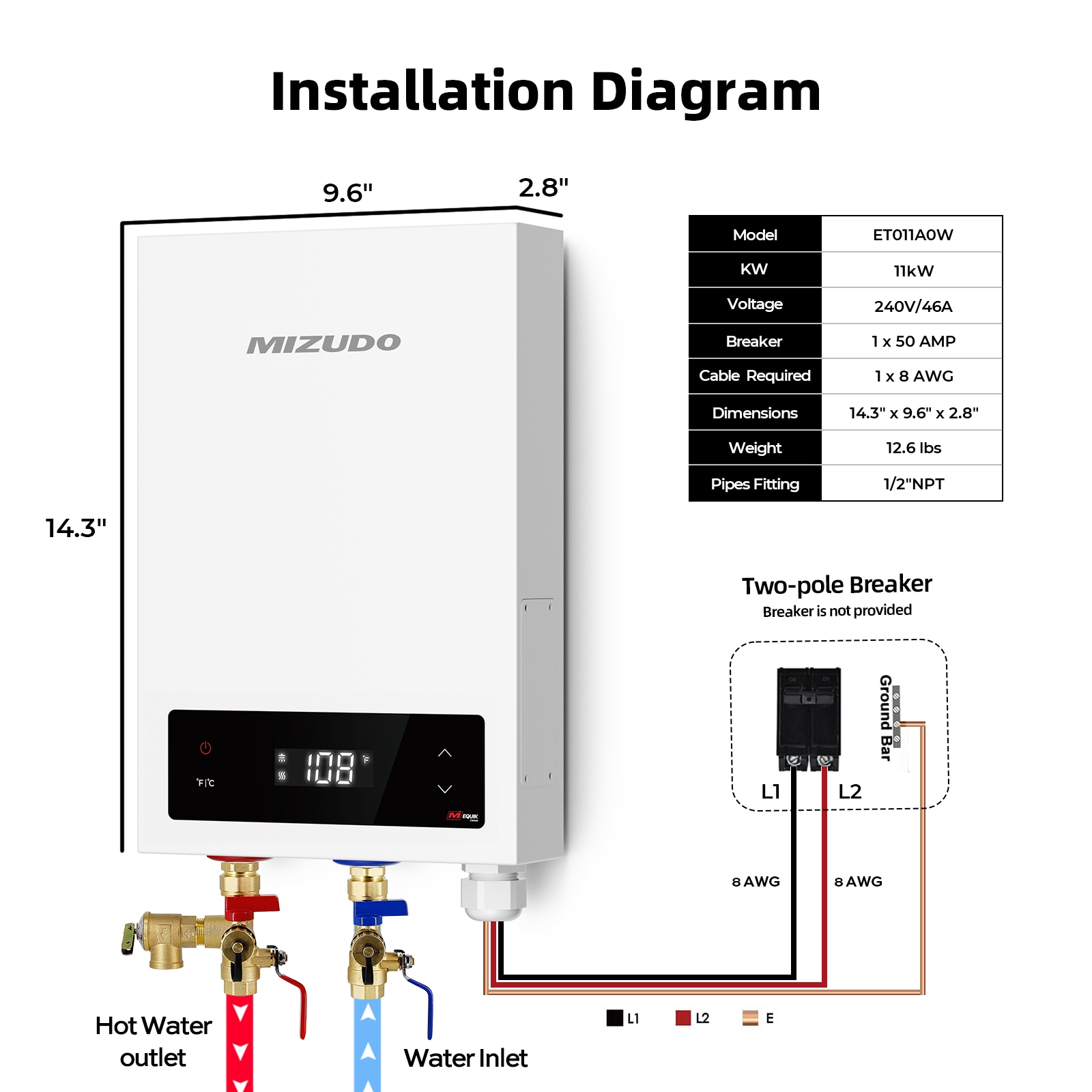 Mizudo ET011A0W Gas-Water-Heaters - View #2