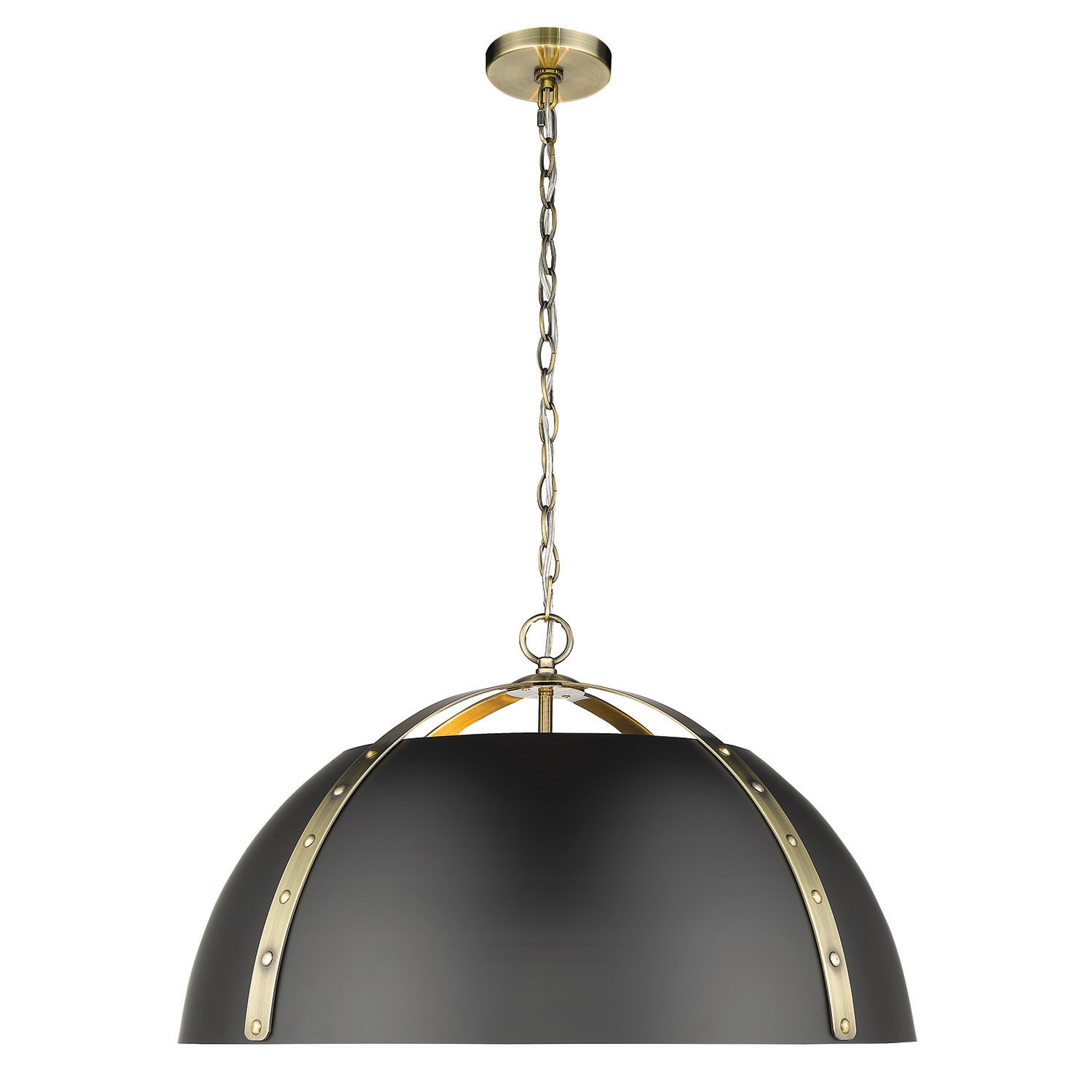 Aldrich Transitional 5-Light Oversized Dome Pendant in Aged Brass