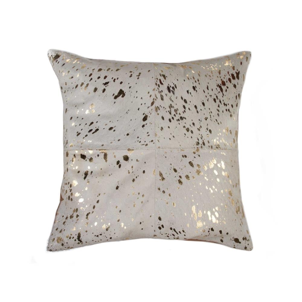 HomeRoots 332297 Josephine 18-in x 18-in Natural and gold Square Indoor Decorative Pillow