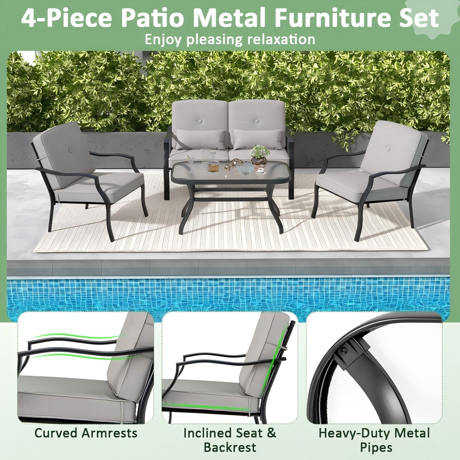 Forclover HBV-926GR Patio-Conversation-Sets - View #8