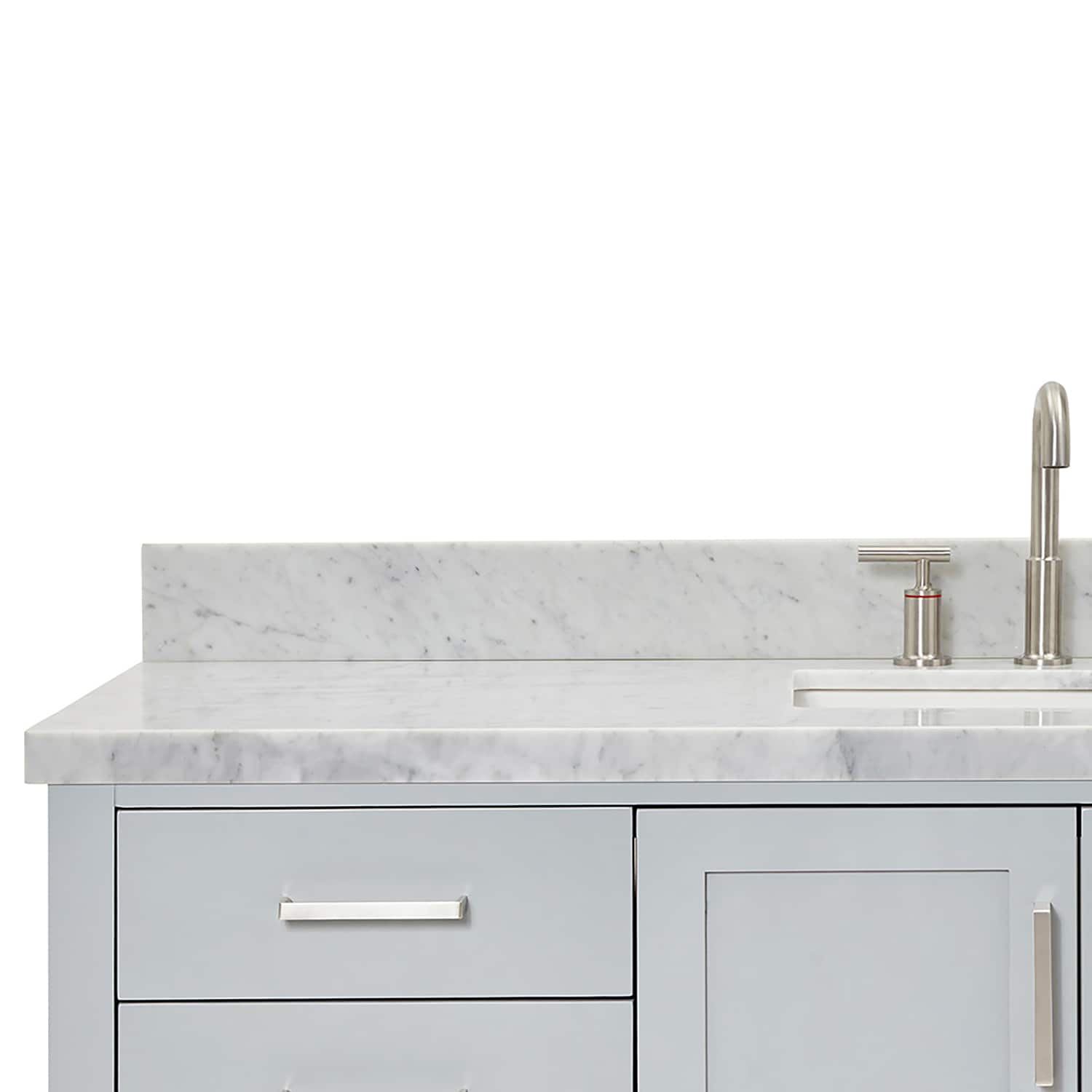 Magnolia 61" Gray Freestanding Double Basin Vanity with Carrara White Top