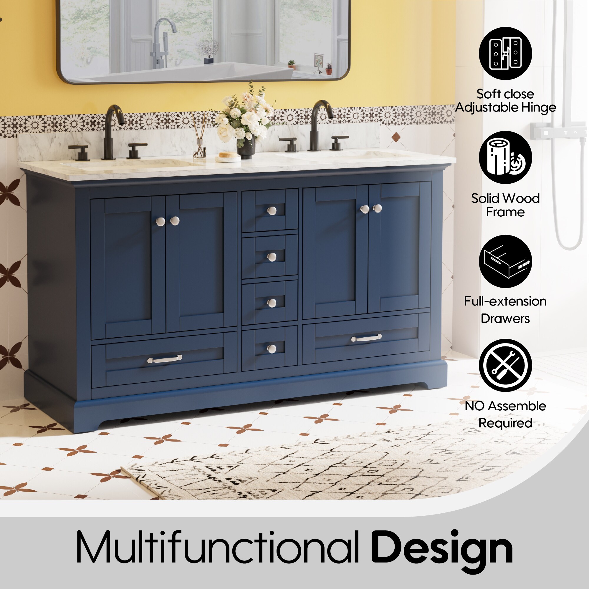 WELLFOR EX-UNBV36BU Bath-Vanity-Combo - View #4