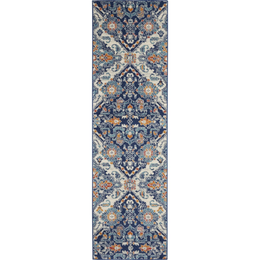 HomeRoots 4000385629 2 x 8 (ft) Loomed Polypropylene Blue Multicolor Rectangular Indoor Floral Runner rug