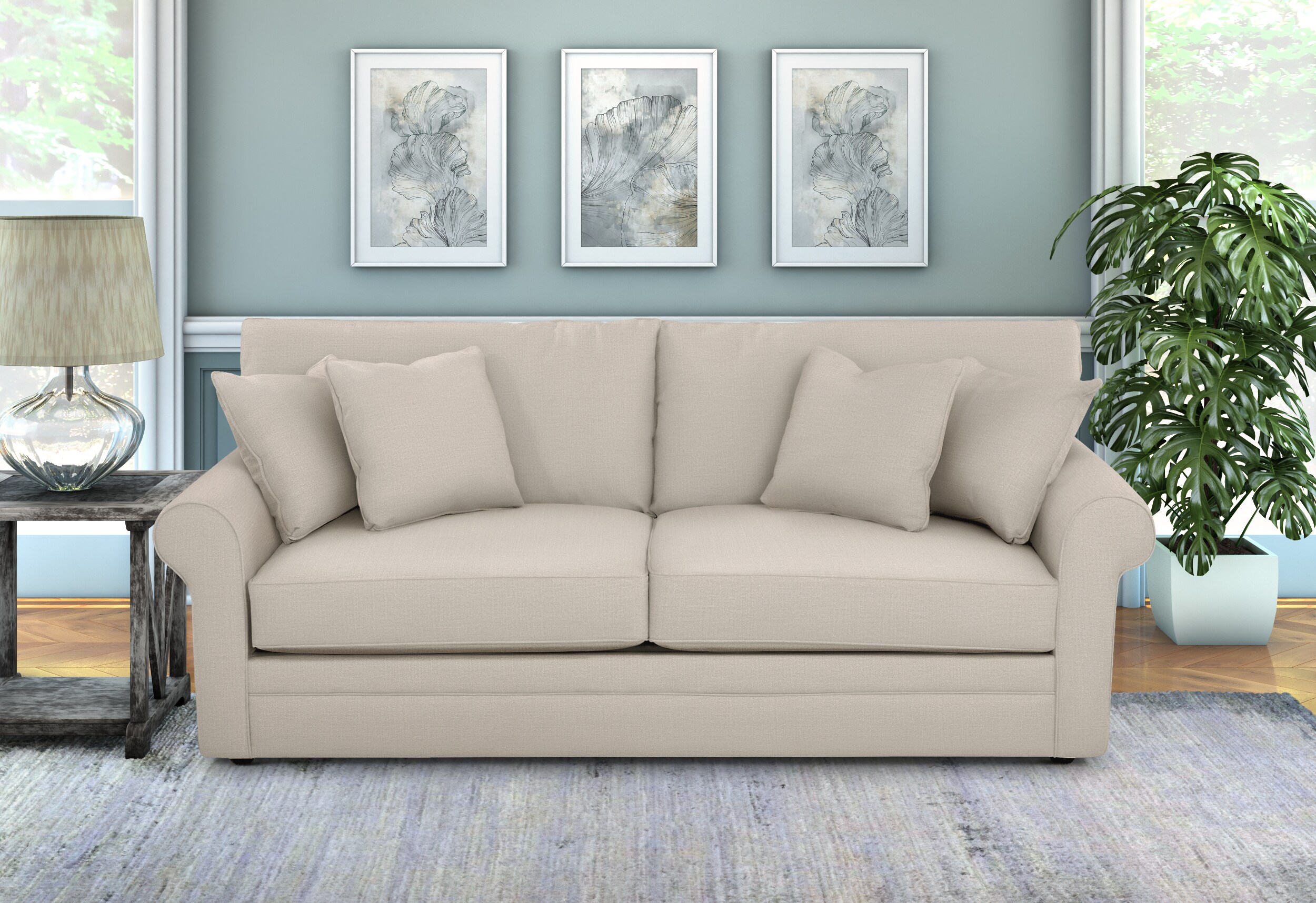 Nook Home 36330SVELABONE Comfy 89-in Modern Bone Polyester/Blend 2-seater Sofa