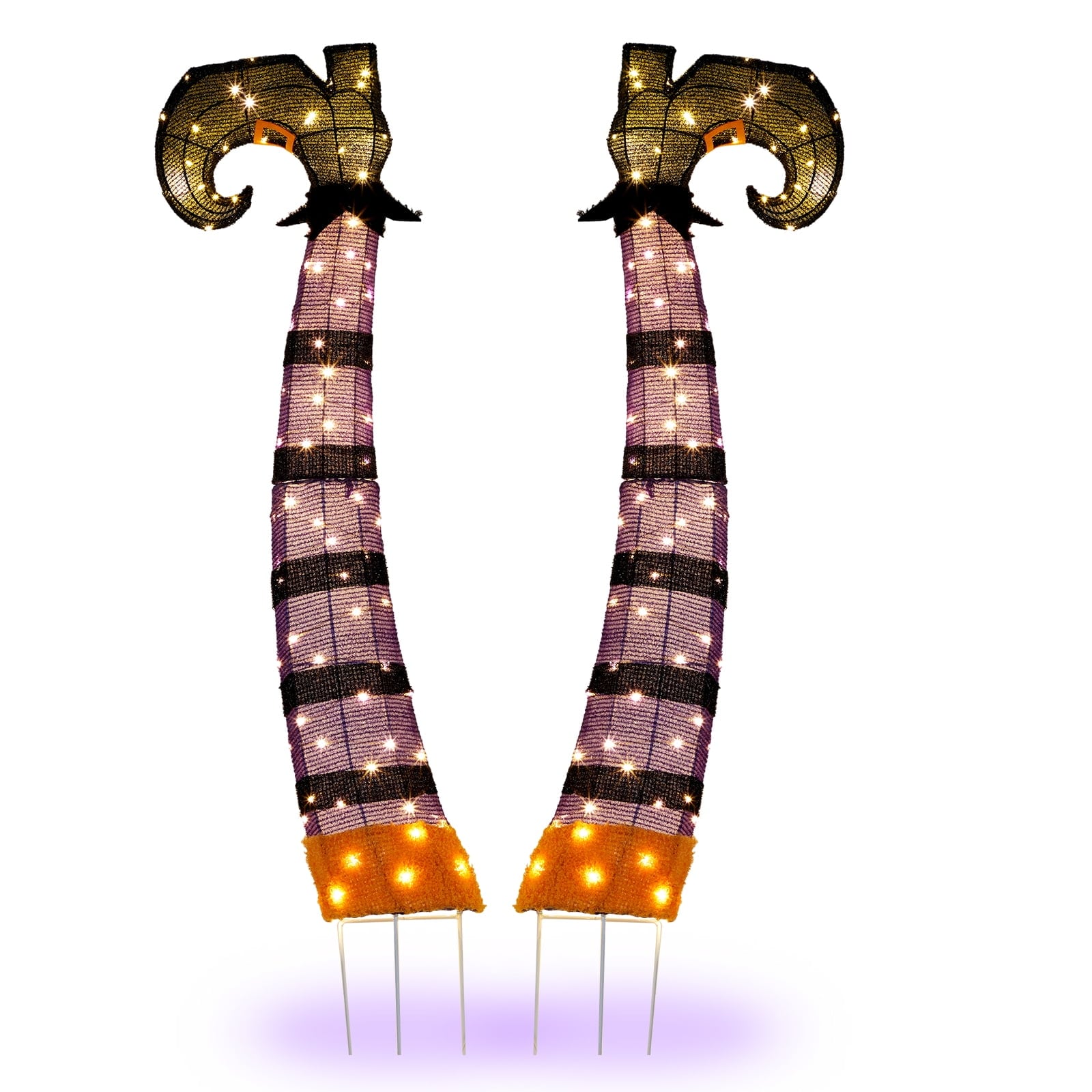 Kazeila 4ft 2D Witch Legs Outdoor Halloween Decorations with 160 LED Lights Festive Outdoor Halloween Decorations Easy Assembly Storage