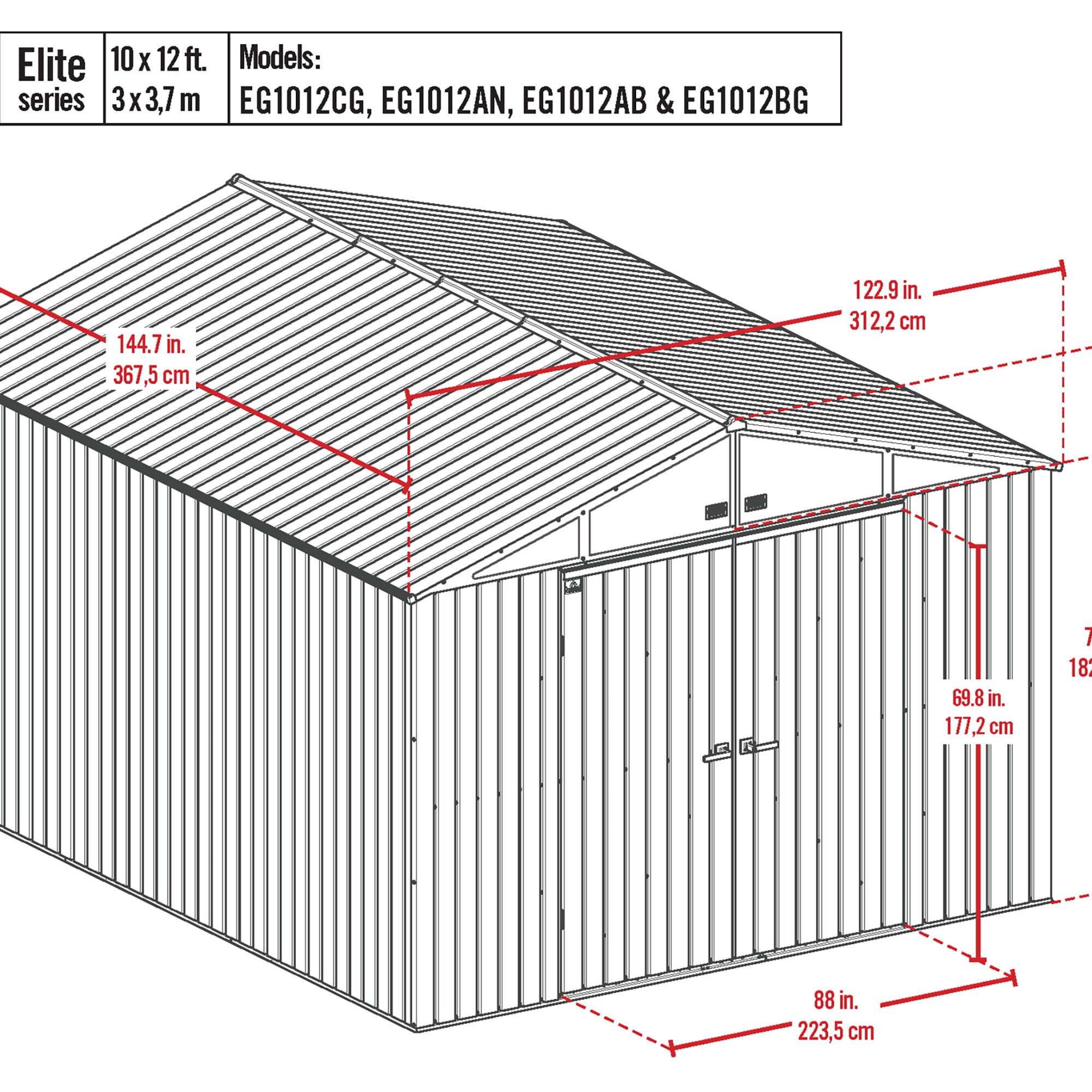 Cool Grey 10' x 12' Steel Storage Shed with Gable Roof