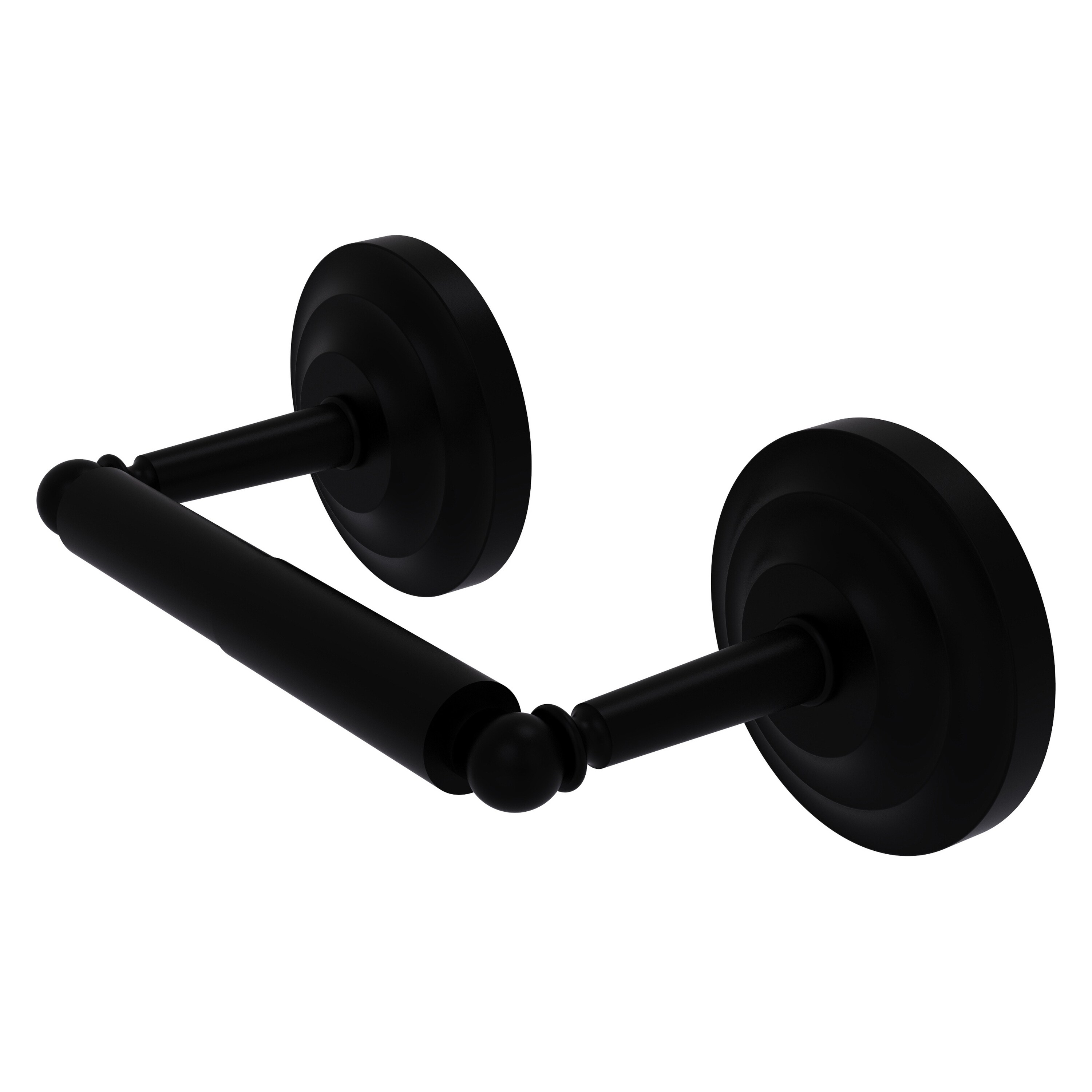 Allied Brass QN-24-BKM Que New Matte black Wall mount Spring-loaded Toilet Paper Holder 1 -Rolls with Storage