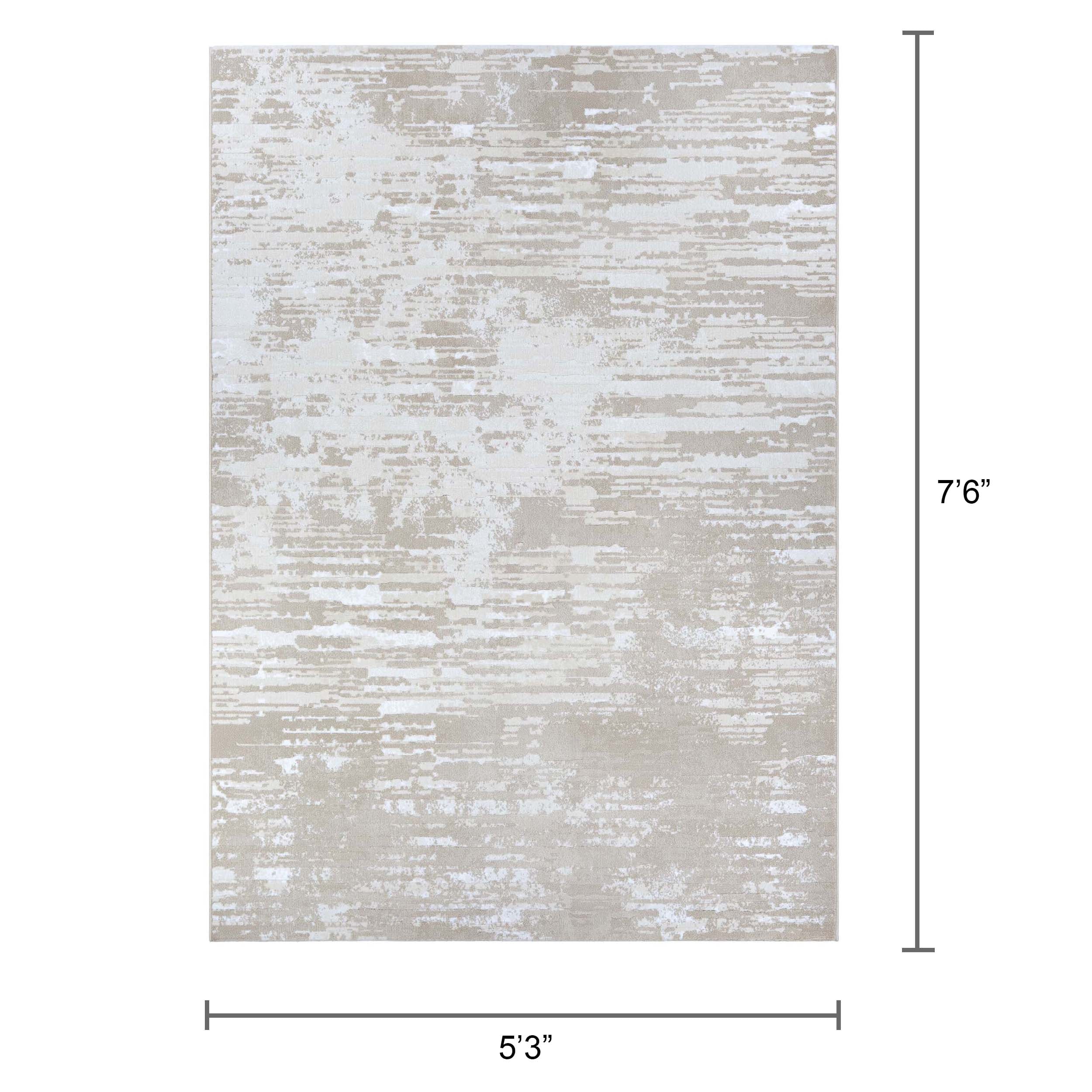 Serenity Abstract Beige-Champagne 5'3" x 7'6" Synthetic Area Rug