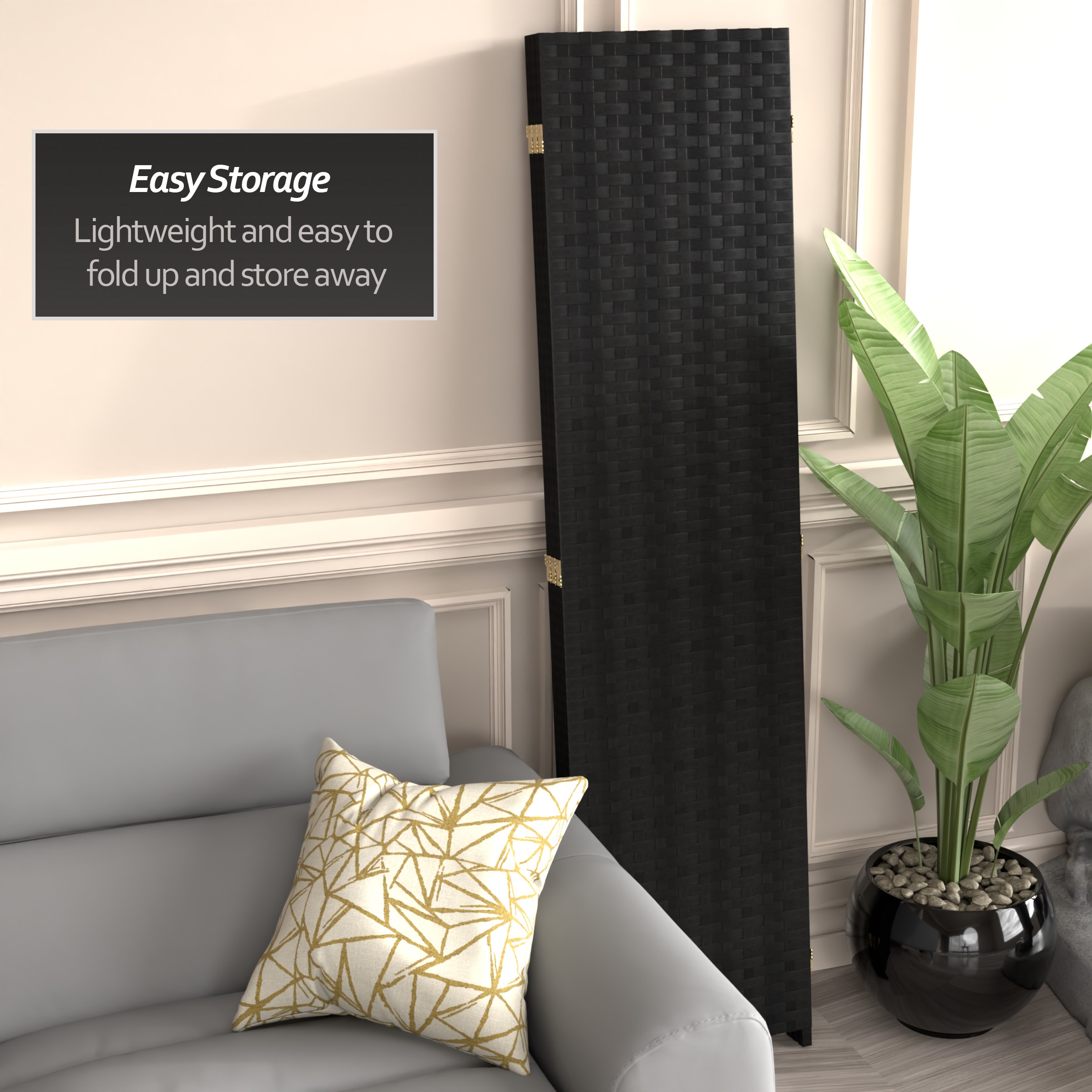 Oriental Furniture SSFIBER-3P-BLK Indoor-Privacy-Screens - View #5