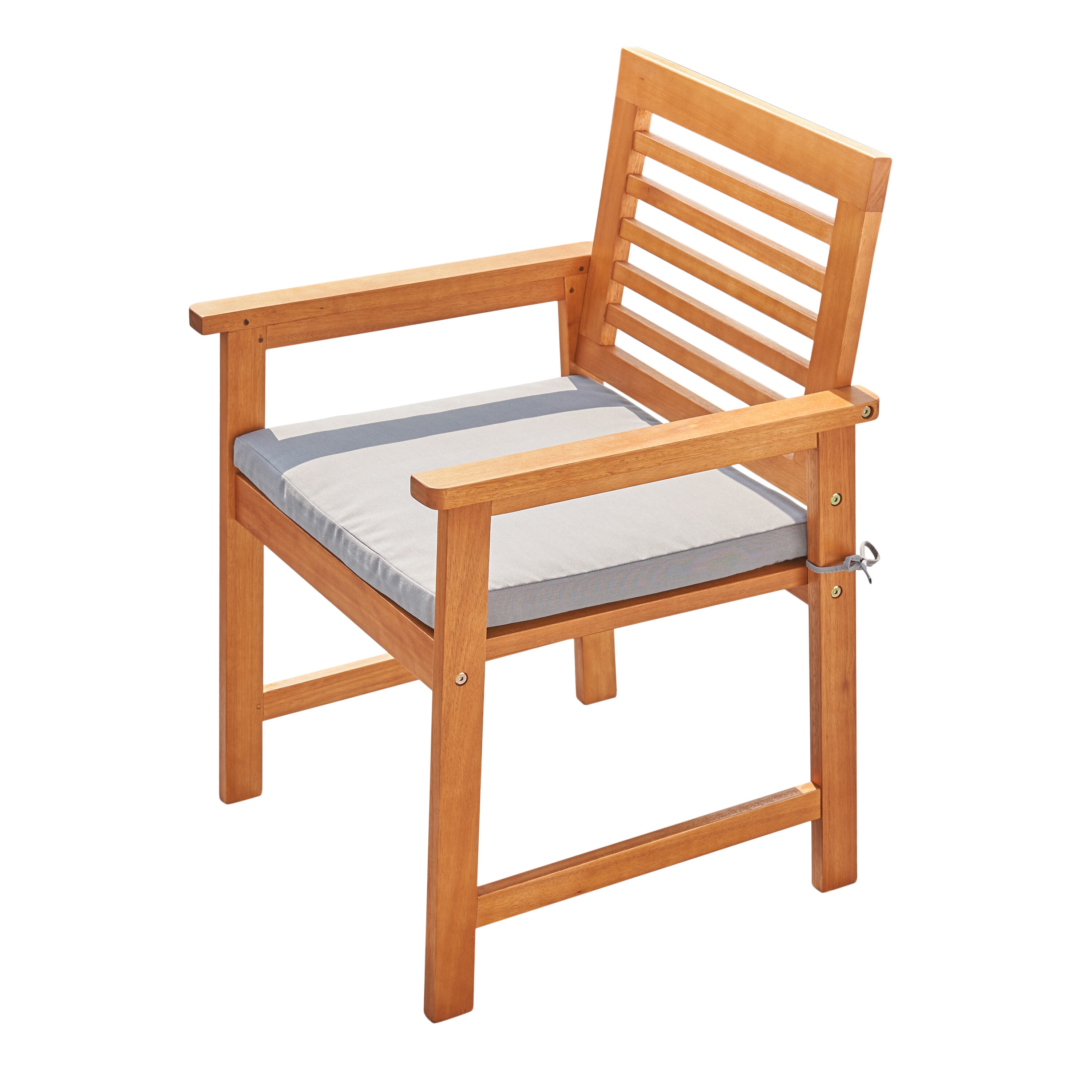 AZEN M1952 Ocean Honey Wood Frame Stationary Dining Chair with Blue Slat Seat
