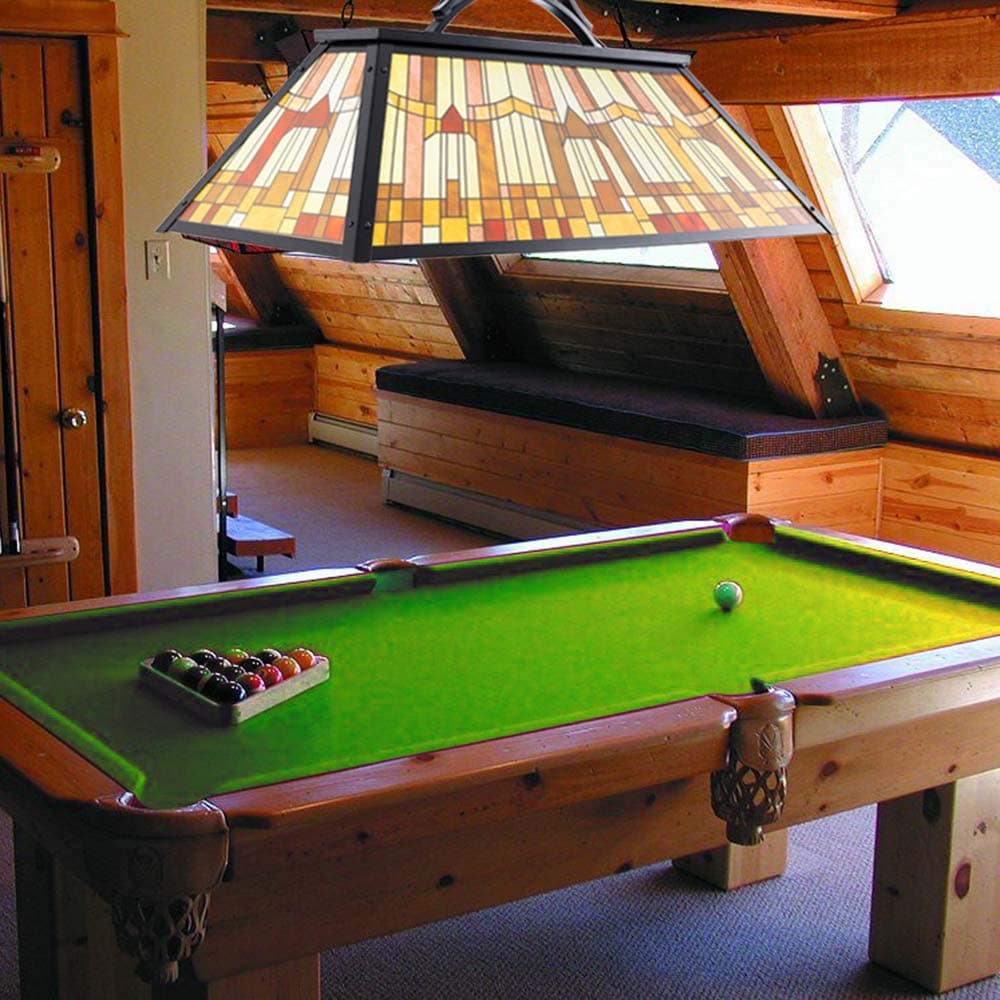 Lukvuzo  3 Light Pool Table Lamp with Vintage Tiffany Style Acrylic Shade Adjustable Chain for 7 to 9 Foot Table Game Room Bar