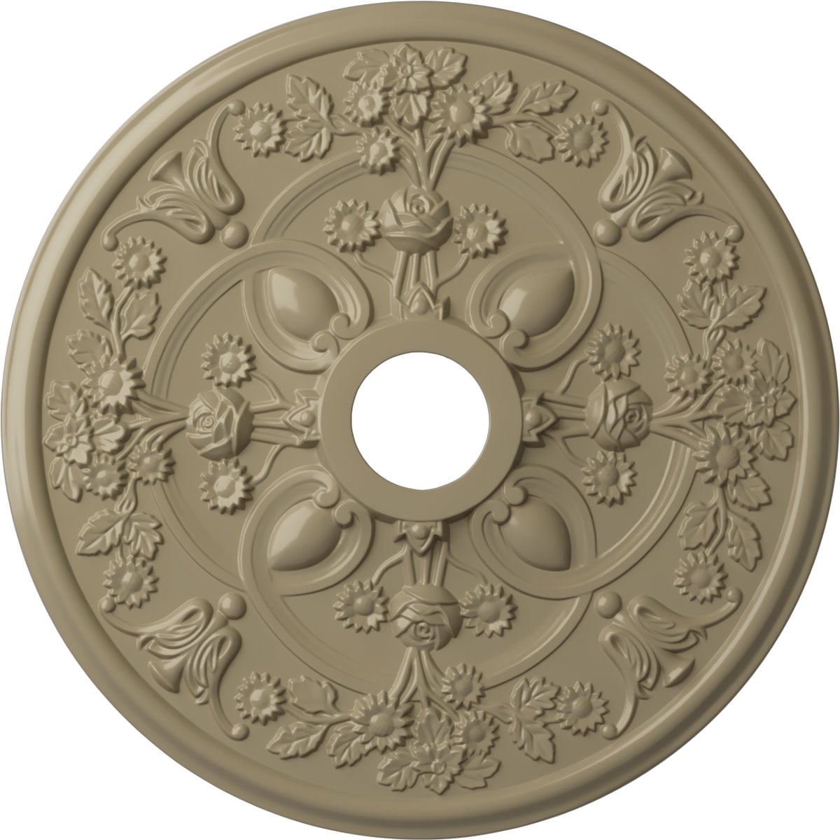 Ekena Millwork CM30ROGDF Rose 30.875-in W x 30.875-in L Painted Gobi Desert Polyurethane Whole Ceiling Medallion