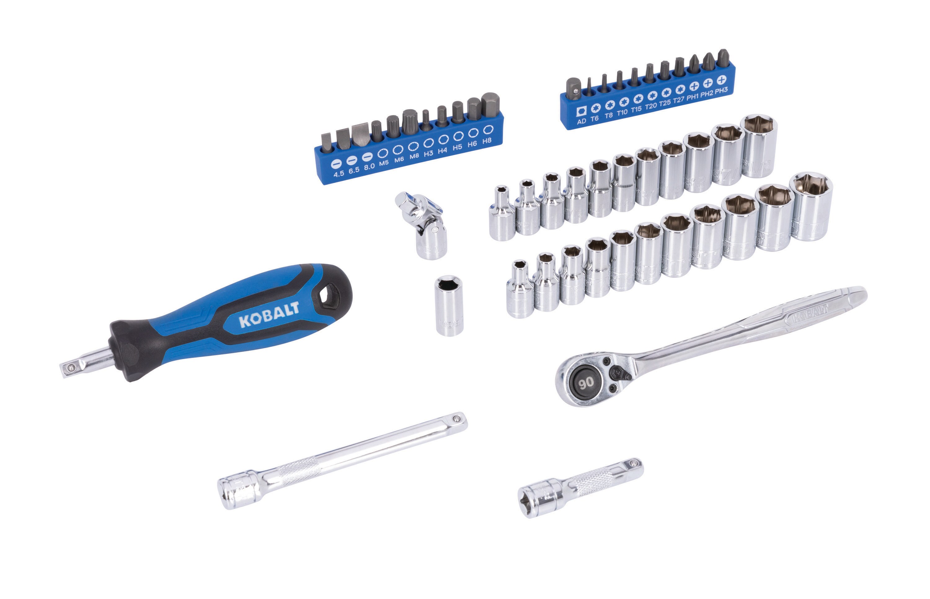 Kobalt 50-Piece Standard (SAE) and Metric Polished Chrome Mechanics Tool Set with Hard Case