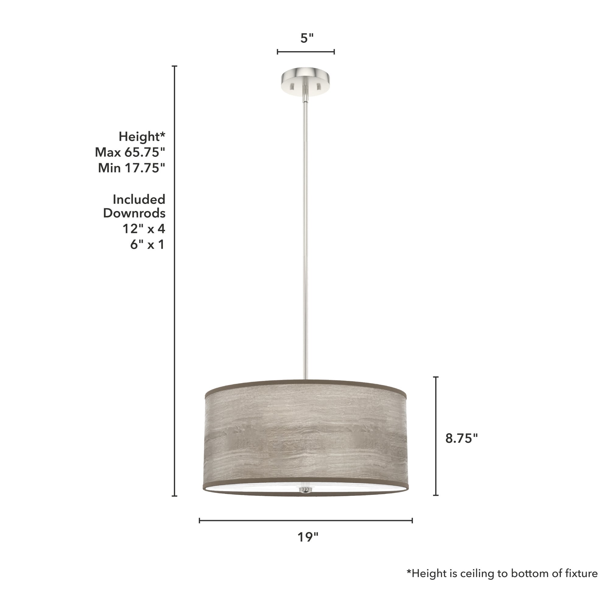 Hunter Solhaven 3-Light Gray Oak Modern/Contemporary Frosted Glass Drum ...