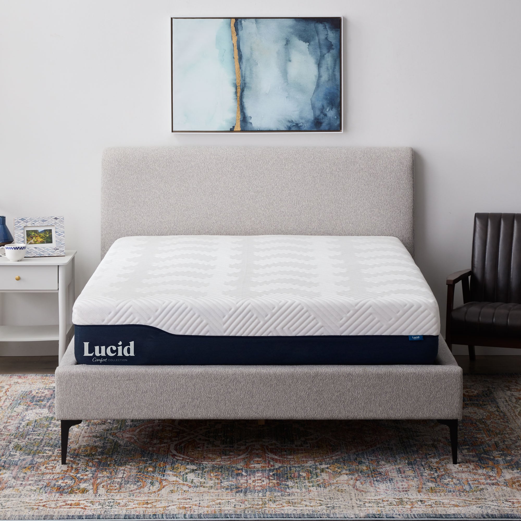 LUCID Comfort Collection Deluxe Gray Queen Metal Adjustable Bed in the Beds  department at