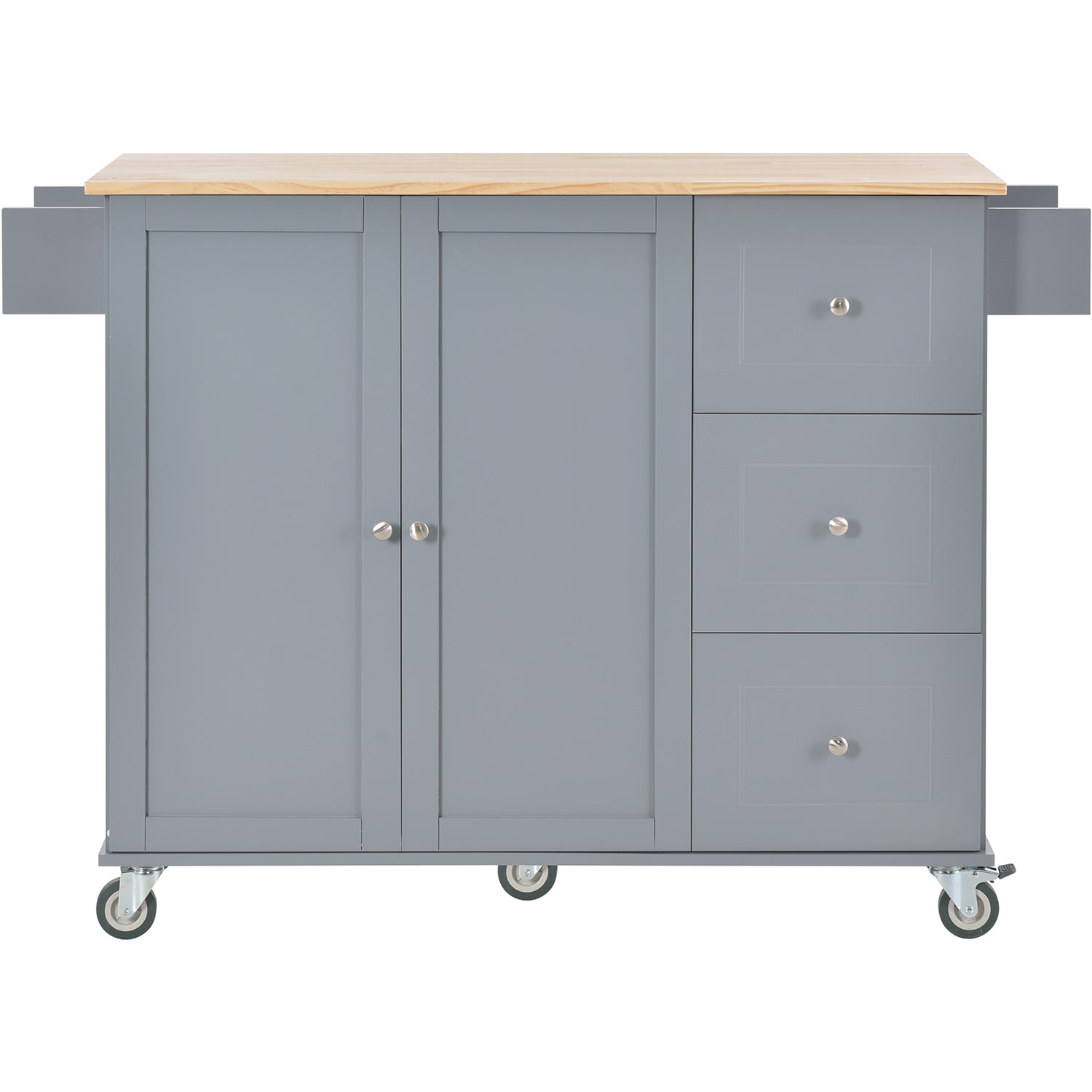 Bybafun YB2600011 Gray MDF Base with Wood Wood Top Rolling Kitchen Cart ( 29.5-Inches x 52.76-Inches x 36.81-Inches )