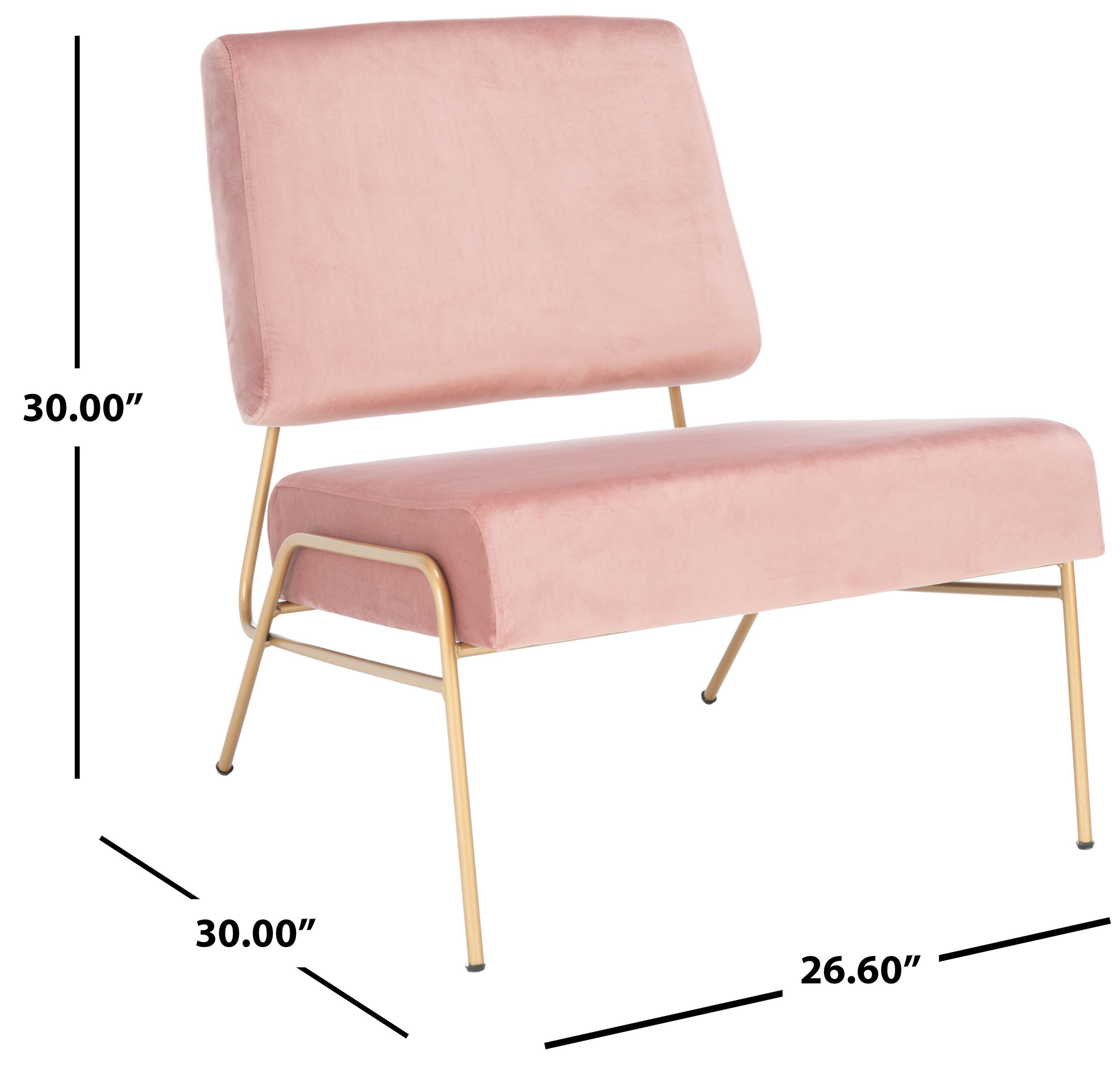Dusty Rose Velvet and Gold Modern Accent Chair