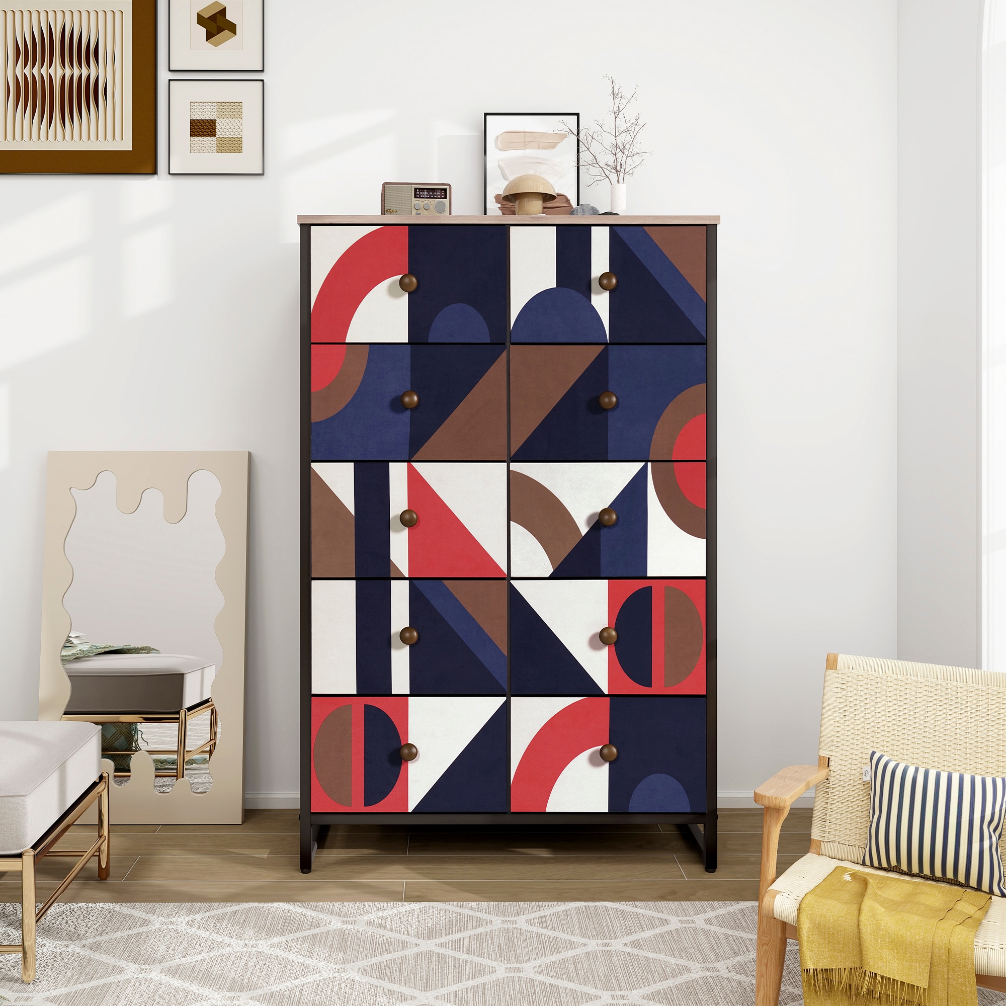 LTMATE LSMLS-002 Red Blue White 10 -Drawer Standard dresser