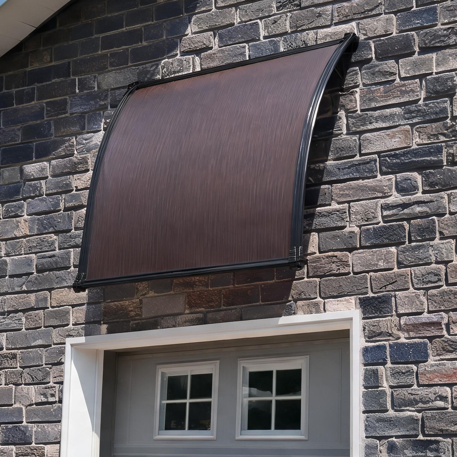 BBabe Brown and Black Outdoor Door Window Awning Canopy Shield with Mounting Bracket