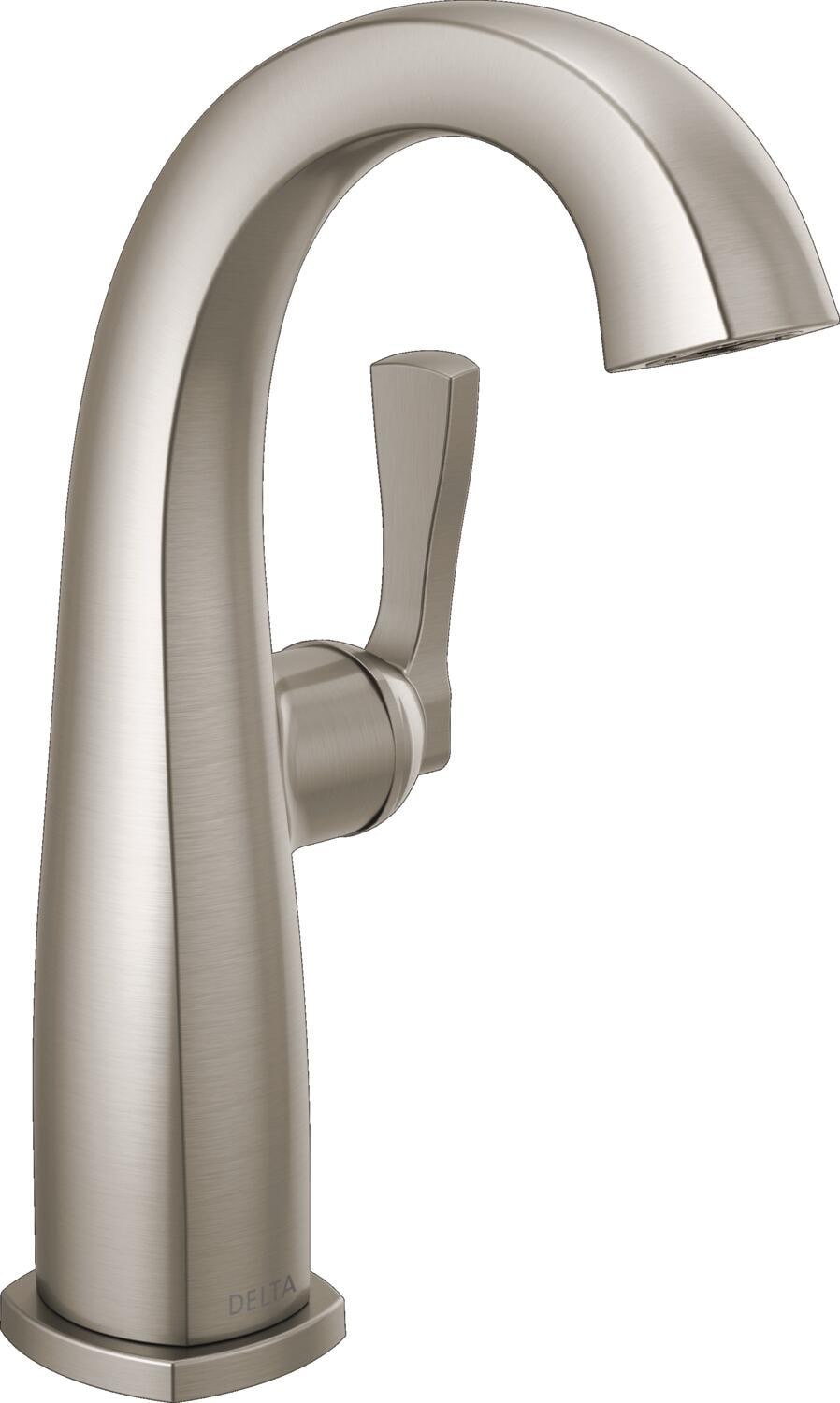 Delta 677-SS-PR-DST Stryke Lumicoat Stainless Single hole 1-handle WaterSense Mid-arc Residential Handle Bathroom Sink Faucet