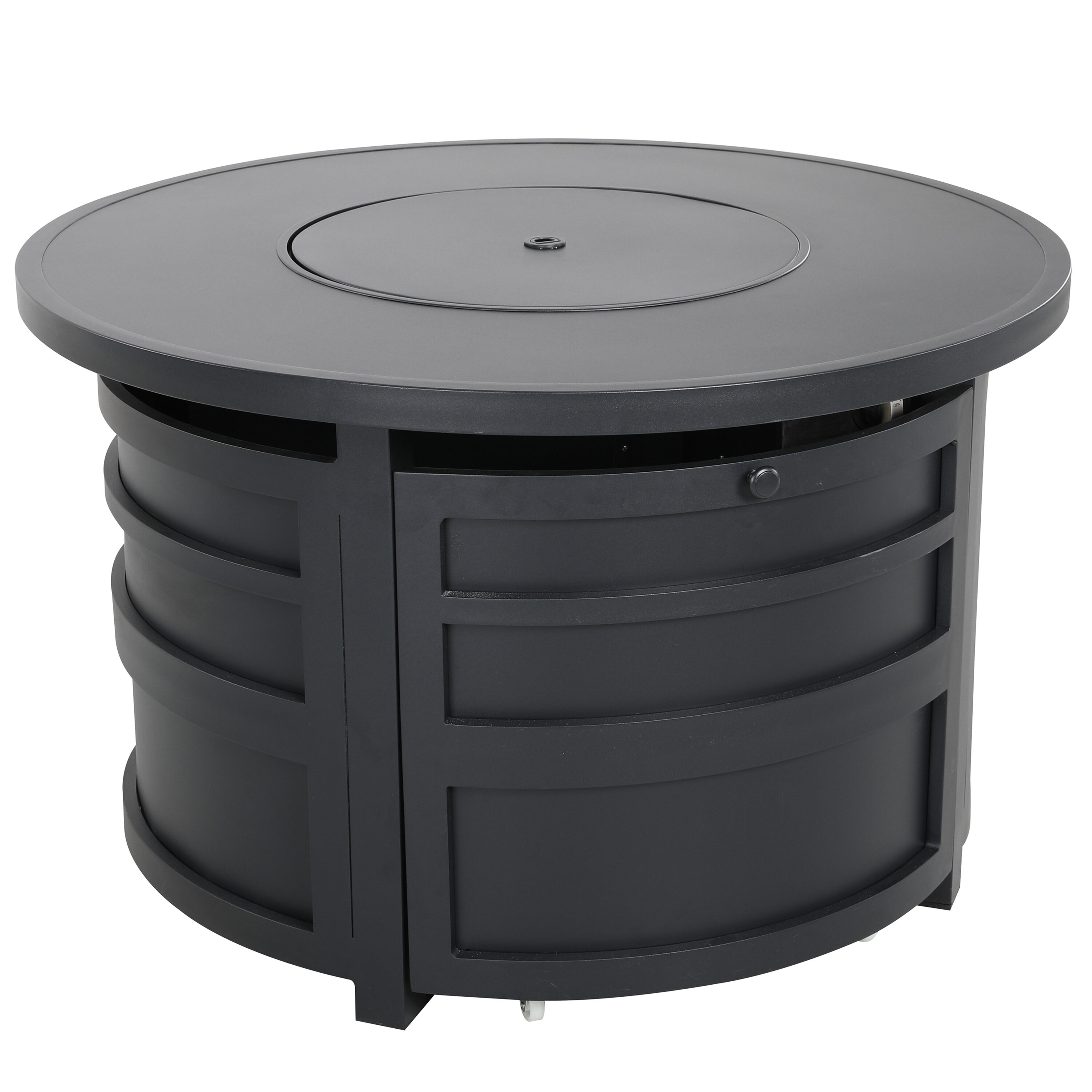 Patio time FAA135-BR 40-in W Black Aluminum Round Tabletop Liquid propane Fire pit