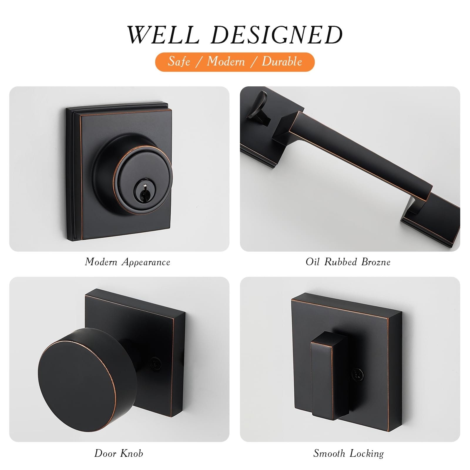 Aoibox  Satin Nickel Front Door Handle Set with Single Cylinder Deadbolt and 3 Brass Keys Entry Lock