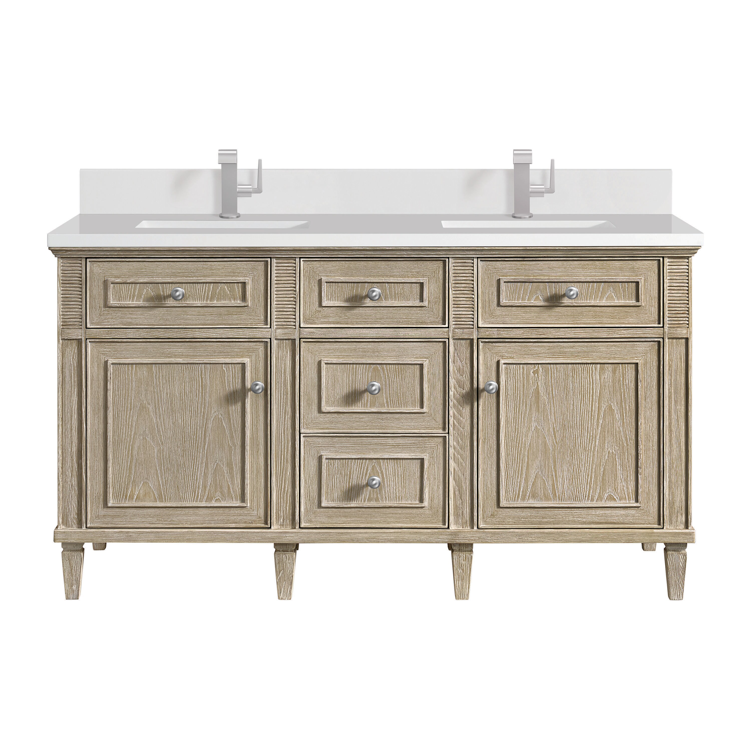 James Martin Vanities Lorelai 60-in Whitewashed Oak Undermount Double ...