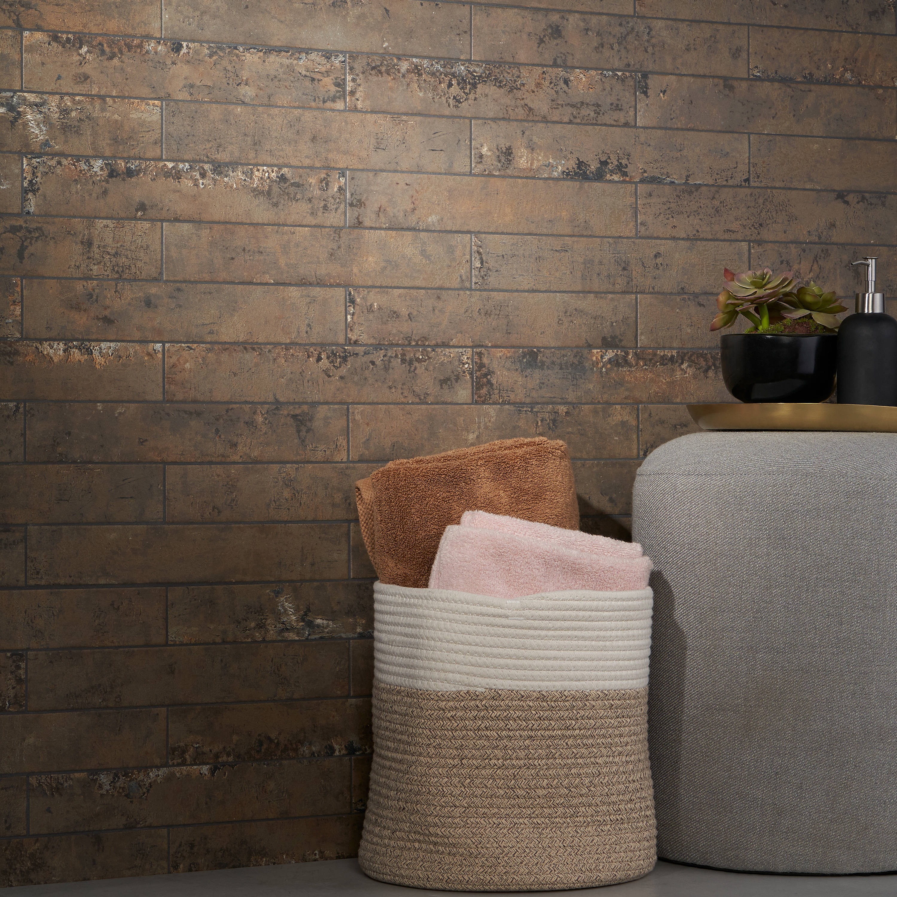 Grey Cork Brick Wall Tile