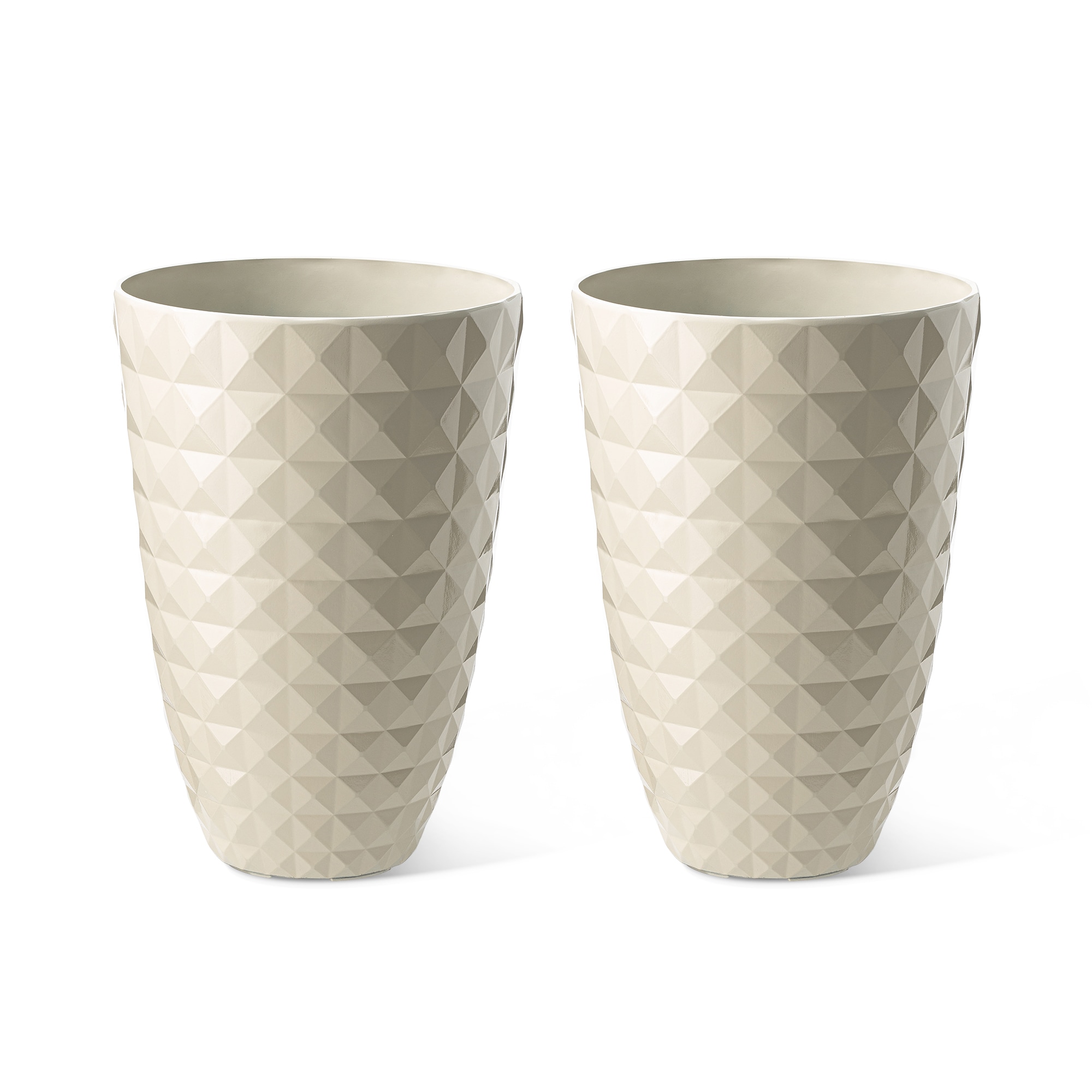 Glitzhome 2022800022 2 -Pack Round 14.0-in W x 19.75-in H x 14-in D White Mixed/Composite Indoor/Outdoor Planter