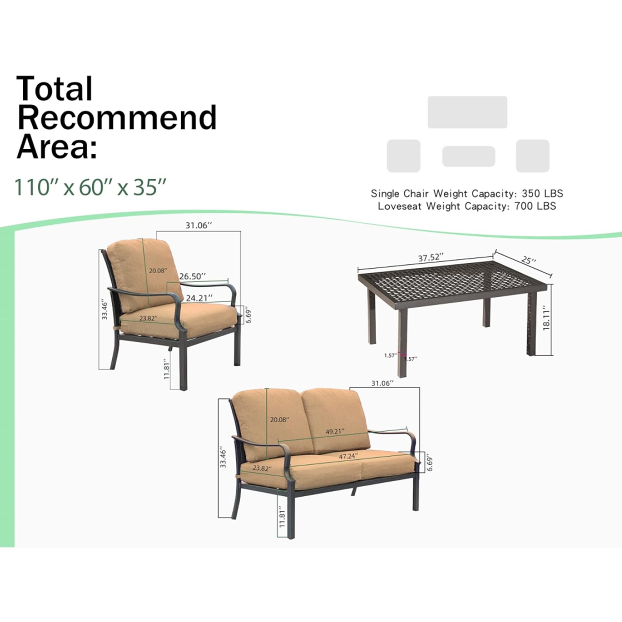 Sumyeg CEW-HZ010-BR Patio-Conversation-Sets - View #3