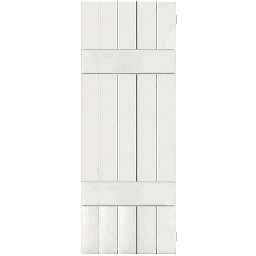 Ekena Millwork RWB18X052WHM 18-in W x 52-in H White Paintable/Stainable Board and batten Wood Exterior Shutters ( 2 -Pack )