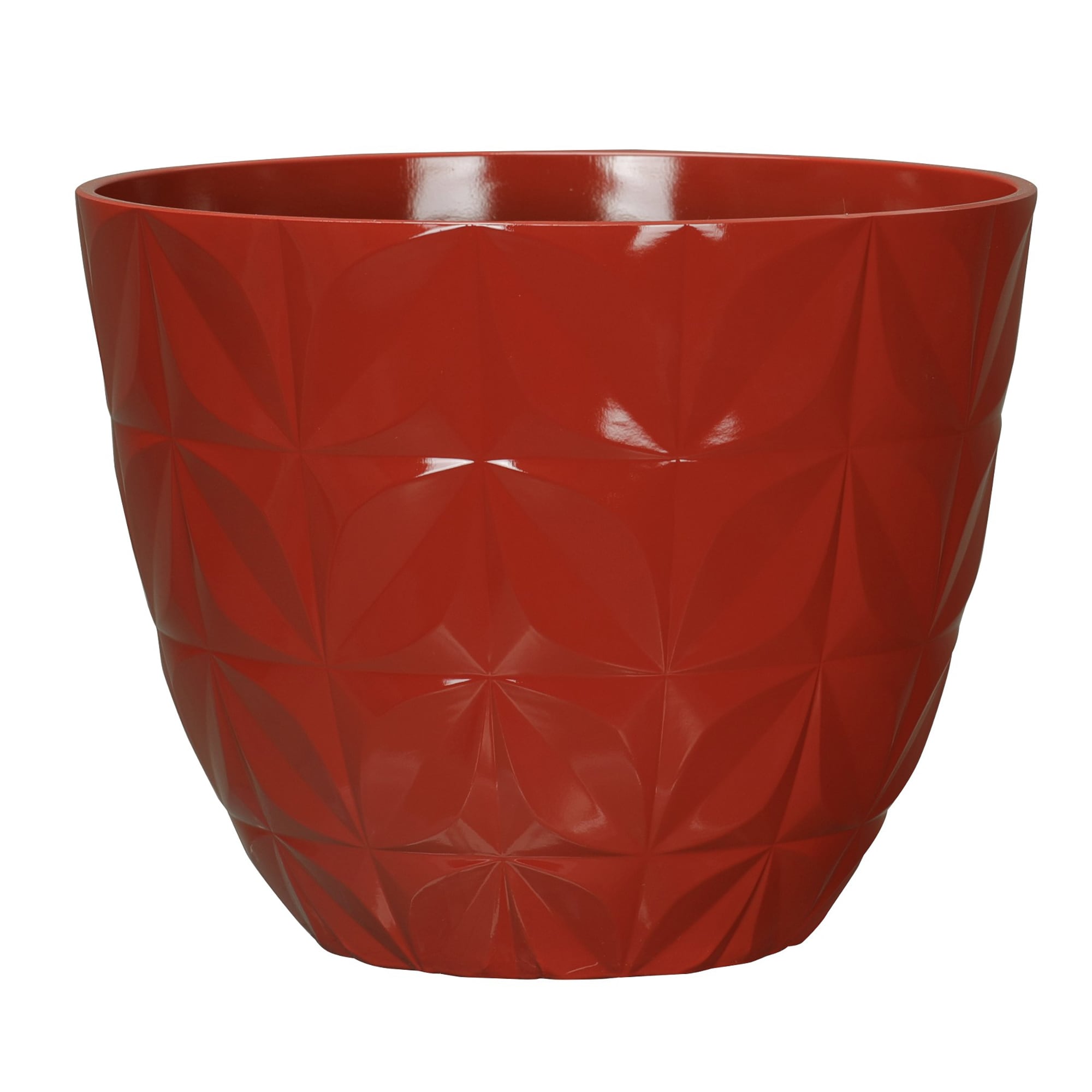 allen + roth PLG6412PRJ Round 11.46-in W Medium Red Recycled plastic Contemporary/Modern Indoor/Outdoor Planter with Drainage Holes