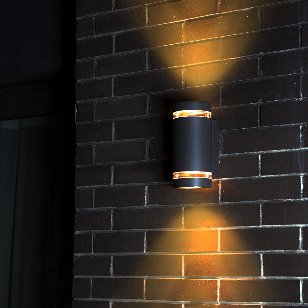 LUTEC 2-Light 9.25-in H Matte Gray LED Outdoor Wall Light 6040 at Lowes.com