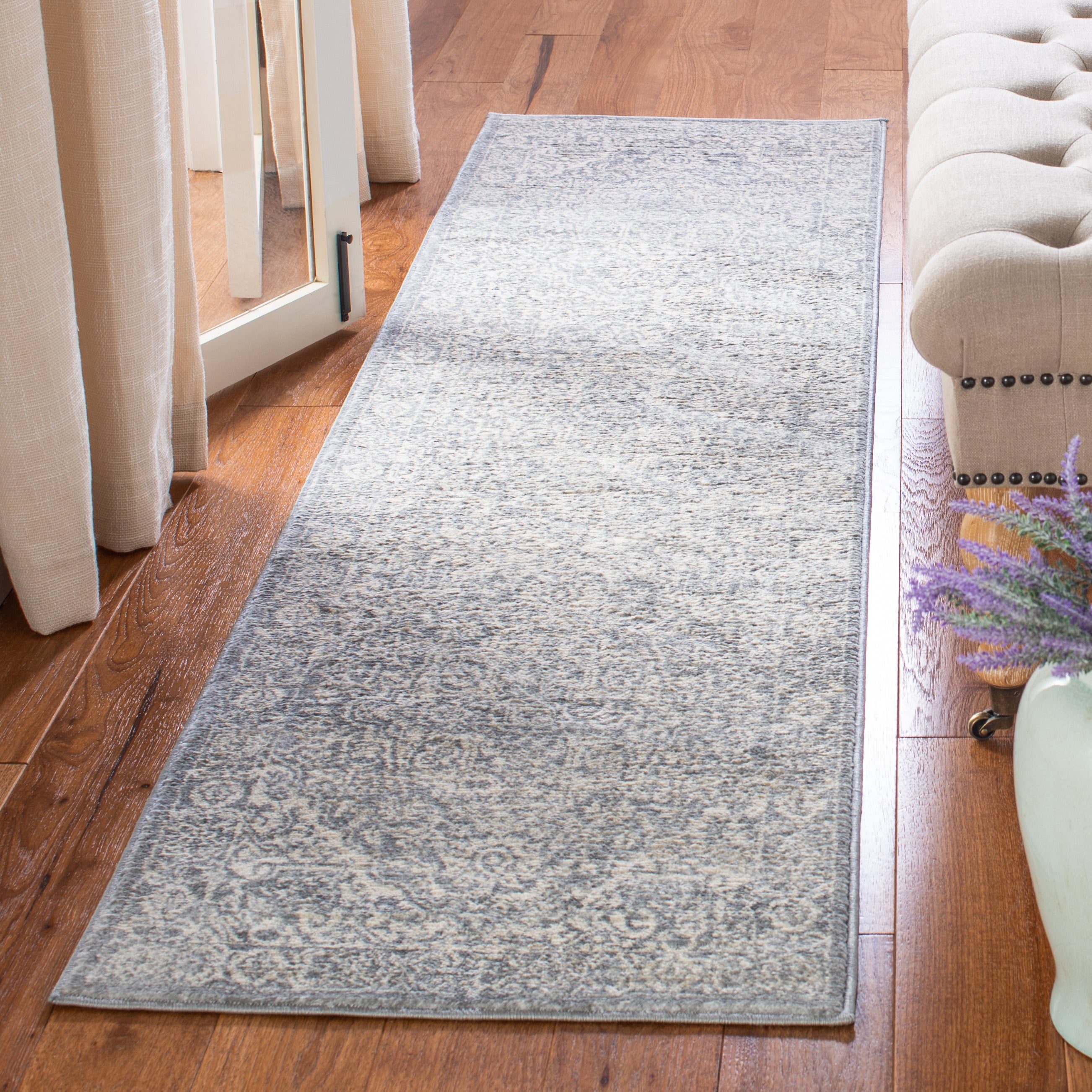 Safavieh BNT832F-26 Brentwood Myrtice 2 x 6 (ft) Loomed Polypropylene Light Gray/Ivory Rectangular Indoor Distressed/Overdyed Vintage Runner rug